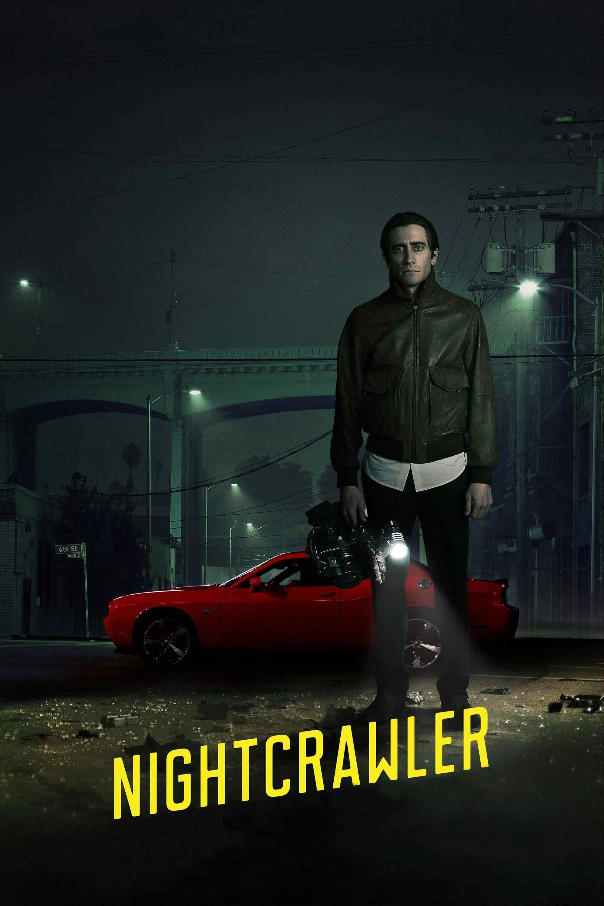 Poster chính thức của phim Phim Hình Sự, Phim Tâm Lý "Kẻ Săn Tin Đen" (Nightcrawler - 2014), với sự tham gia của diễn viên Jake Gyllenhaal và Riz Ahmed.
