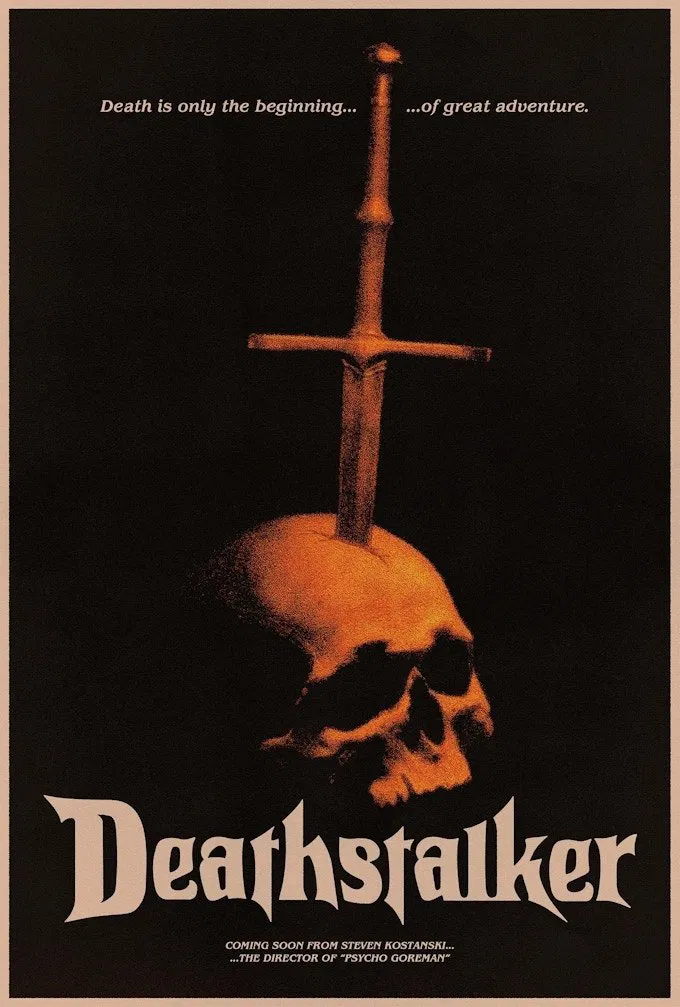 Poster chính thức của phim Phim Hành Động, Phim Phiêu Lưu "Kẻ Theo Dõi Tử Thần" (Deathstalker - 2025), với sự tham gia của diễn viên Daniel Bernhardt và Christina Orjalo.