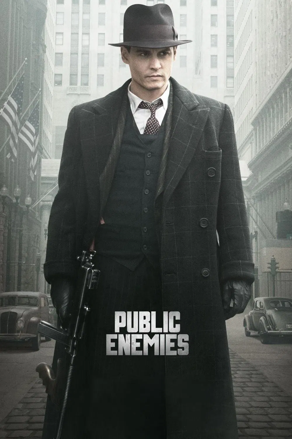Poster chính thức của phim Phim Hình Sự, Phim Lịch Sử "Kẻ Thù Quốc Gia" (Public Enemies - 2009), với sự tham gia của diễn viên Johnny Depp và Christian Bale.
