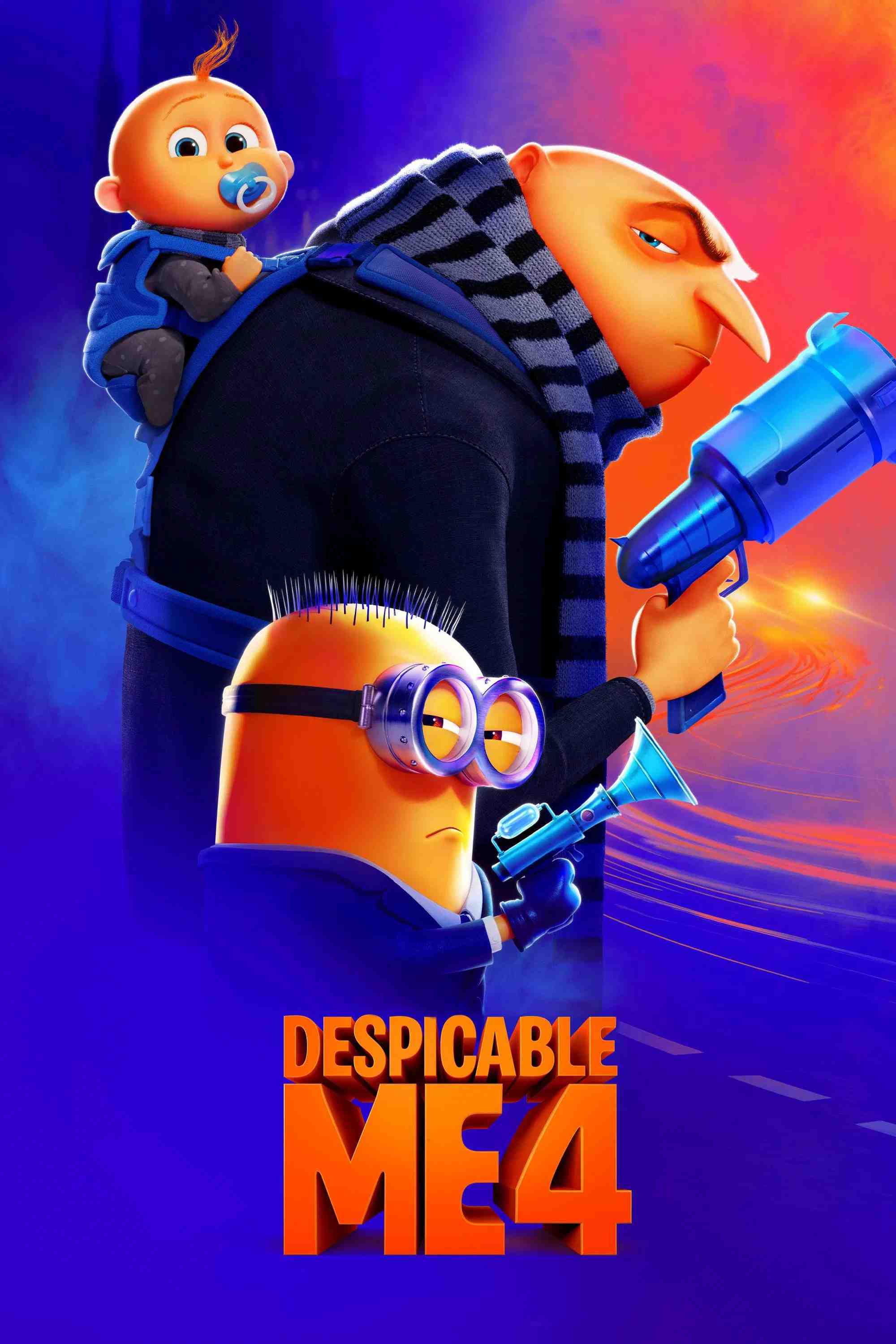 Poster chính thức của phim Phim Gia Đình, Phim Hài "Kẻ Trộm Mặt Trăng 4" (Despicable Me 4 - 2024), với sự tham gia của diễn viên Steve Carell và Kristen Wiig.
