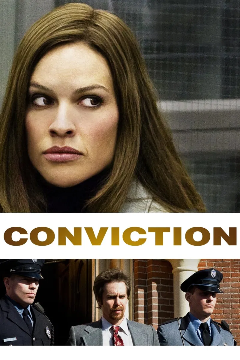 Poster chính thức của phim Phim Tâm Lý "Kết Án" (Conviction - 2010), với sự tham gia của diễn viên Hilary Swank và Sam Rockwell.