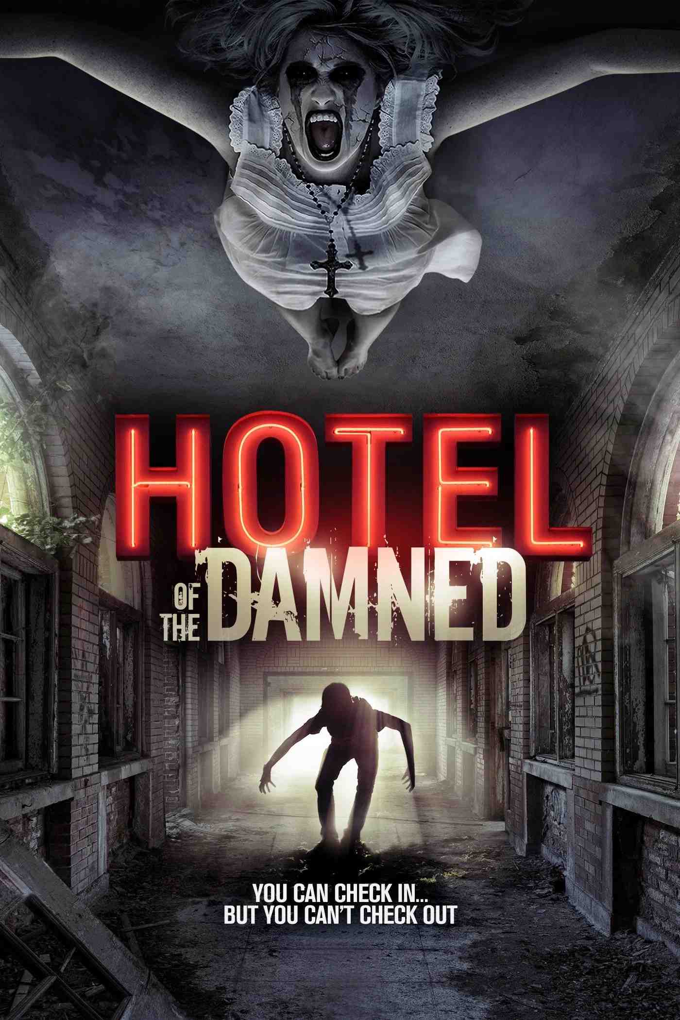Poster chính thức của phim Phim Giật Gân, Phim Kinh Dị "Khách Sạn Bị Ám" (Hotel of the Damned - 2016), với sự tham gia của diễn viên Peter Dobson và Manuela Hărăbor.