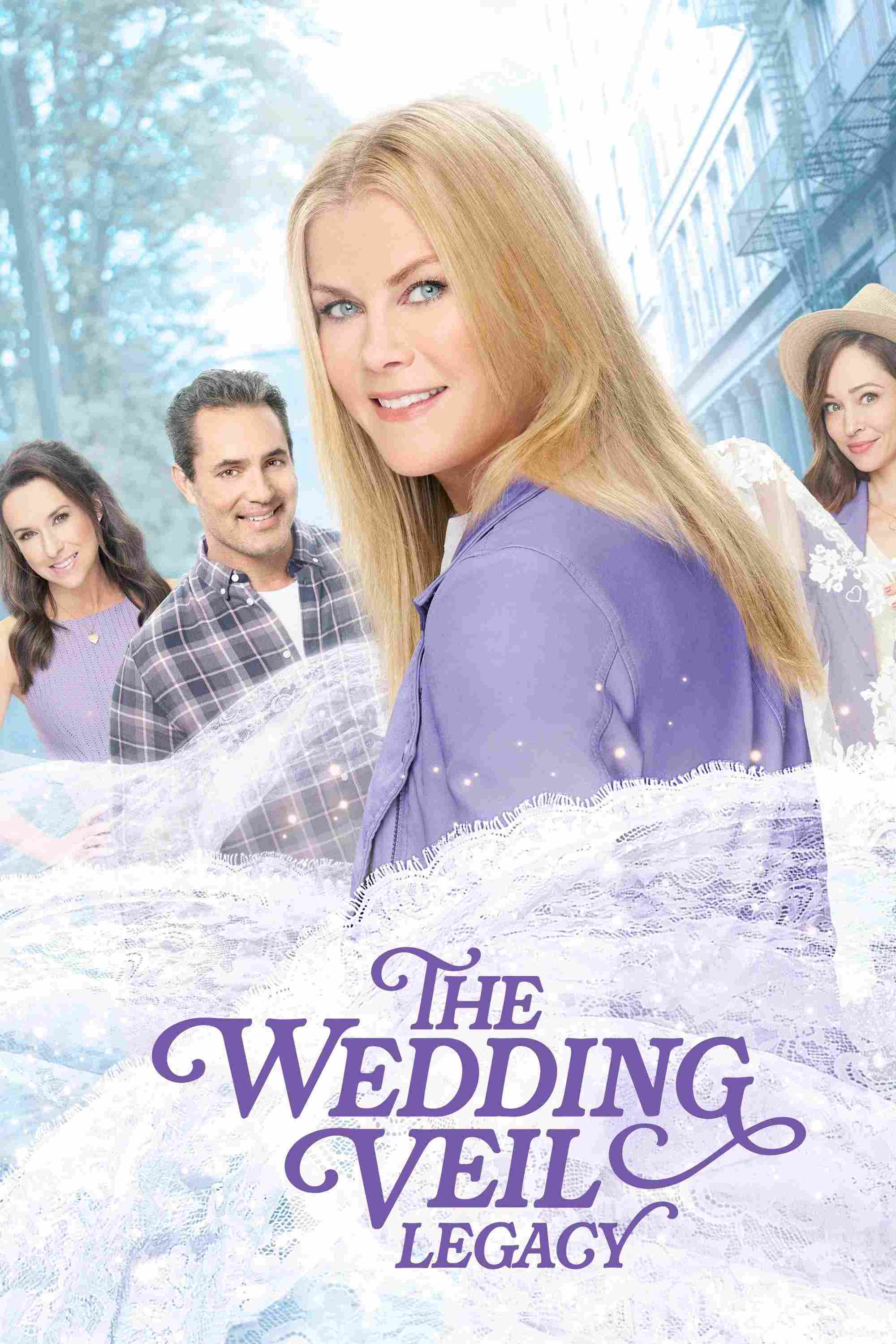 Poster chính thức của phim Phim Truyền Hình, Phim Hài "Khăn Voan Cưới - Di Sản Tình Yêu" (The Wedding Veil Legacy - 2022), với sự tham gia của diễn viên Alison Sweeney và Victor Webster.