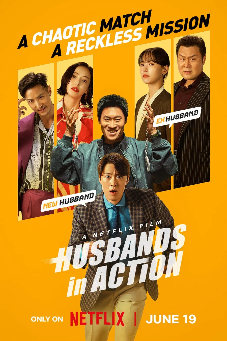 Poster chính thức của phim Phim Hài, Phim Hành Động "Khi Chồng Hợp Lực" (Husbands in Action - 2026), với sự tham gia của diễn viên Jin Sun-kyu và Gong Myoung.