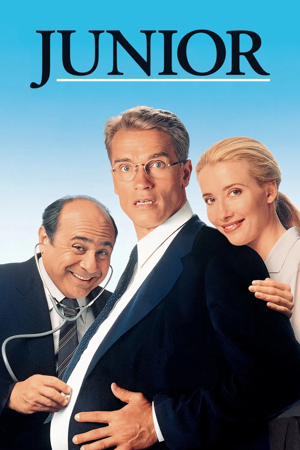 Poster chính thức của phim Phim Hài, Phim Viễn Tưởng "Khi Đàn Ông Mang Bầu" (Junior - 1994), với sự tham gia của diễn viên Arnold Schwarzenegger và Danny DeVito.