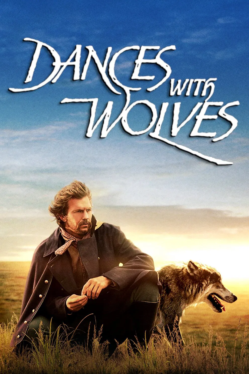 Poster chính thức của phim Phim Phiêu Lưu, Phim Tâm Lý "Khiêu Vũ Với Bầy Sói" (Dances with Wolves - 1990), với sự tham gia của diễn viên Kevin Costner và Mary McDonnell.