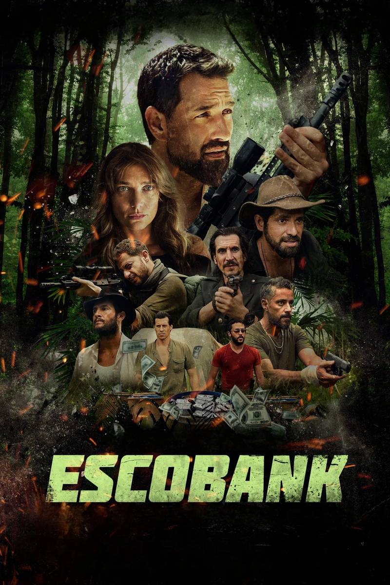 Poster chính thức của phim "Kho Báu Escobar" (Escobank - 2025), với sự tham gia của diễn viên Zohar Liba và Dana Frider.