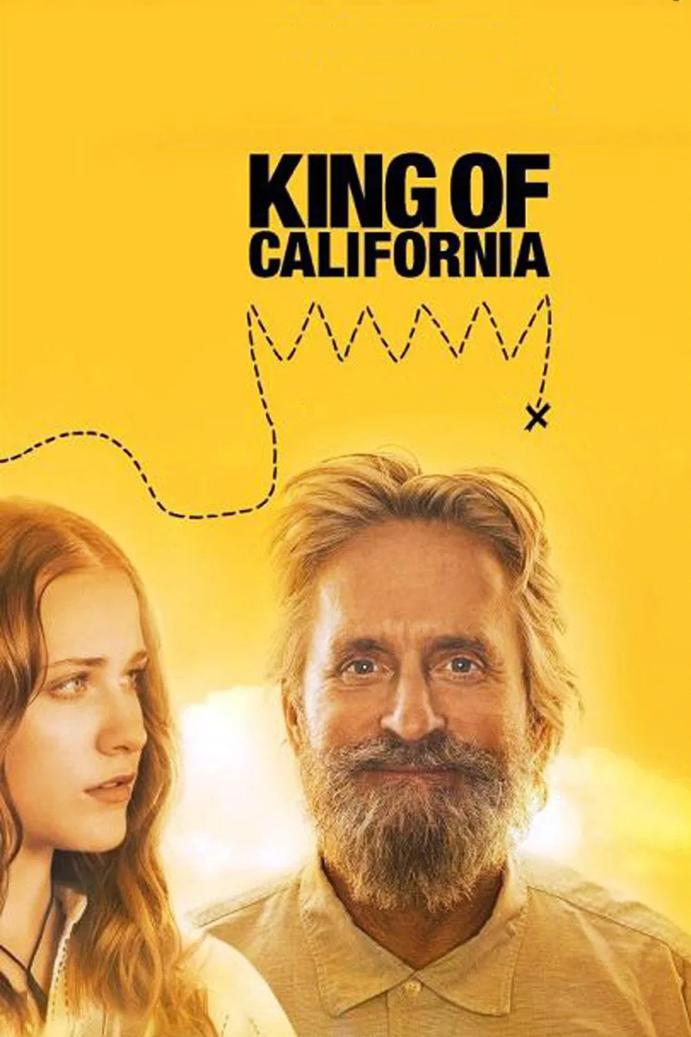 Poster chính thức của phim Phim Hài, Phim Tâm Lý "Kho Báu Ở Cali" (King of California - 2007), với sự tham gia của diễn viên Michael Douglas và Evan Rachel Wood.