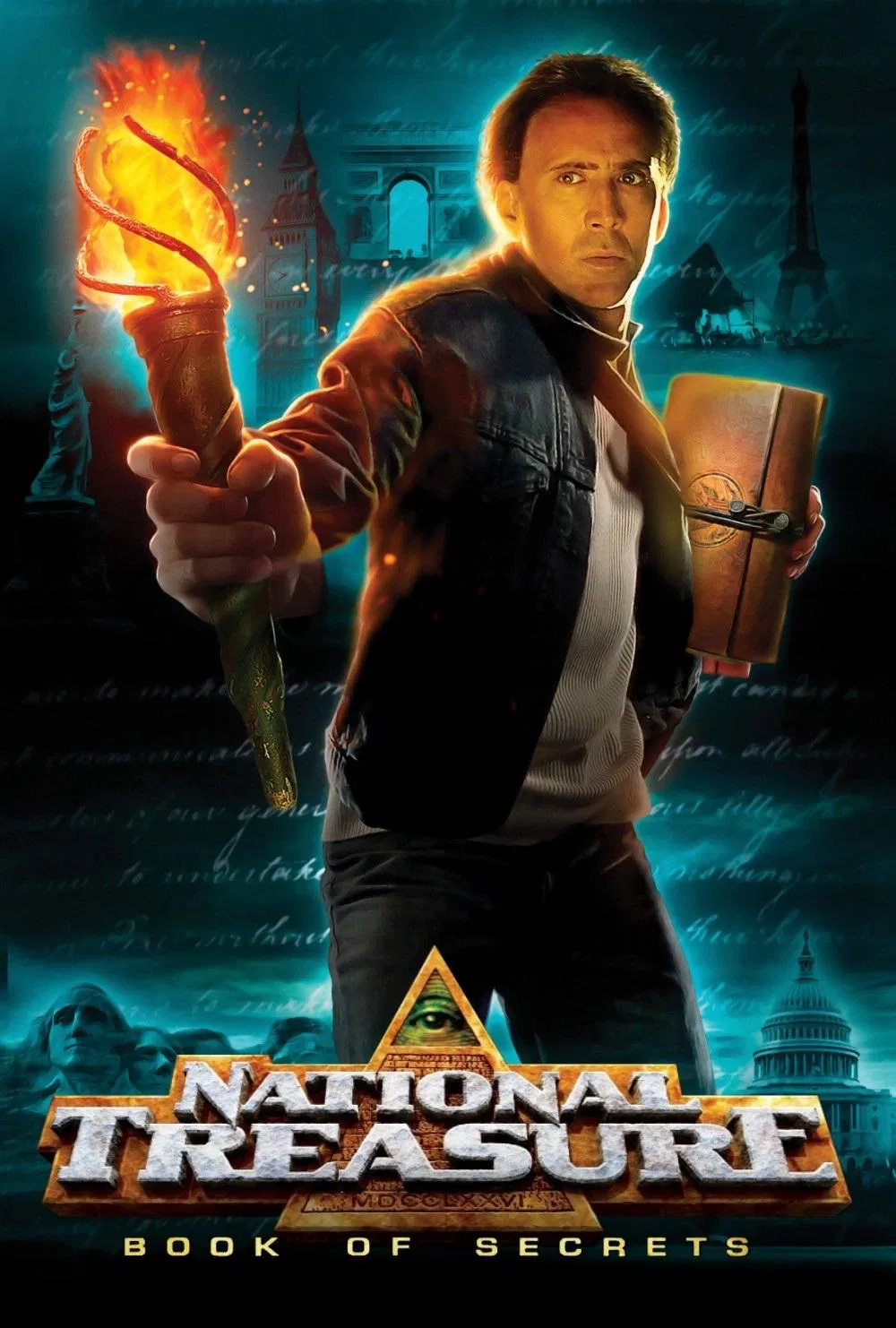 Poster chính thức của phim Phim Hành Động, Phim Phiêu Lưu "Kho Báu Quốc Gia 2: Quyển Sách Bí Mật" (National Treasure: Book of Secrets - 2007), với sự tham gia của diễn viên Nicolas Cage và Diane Kruger.