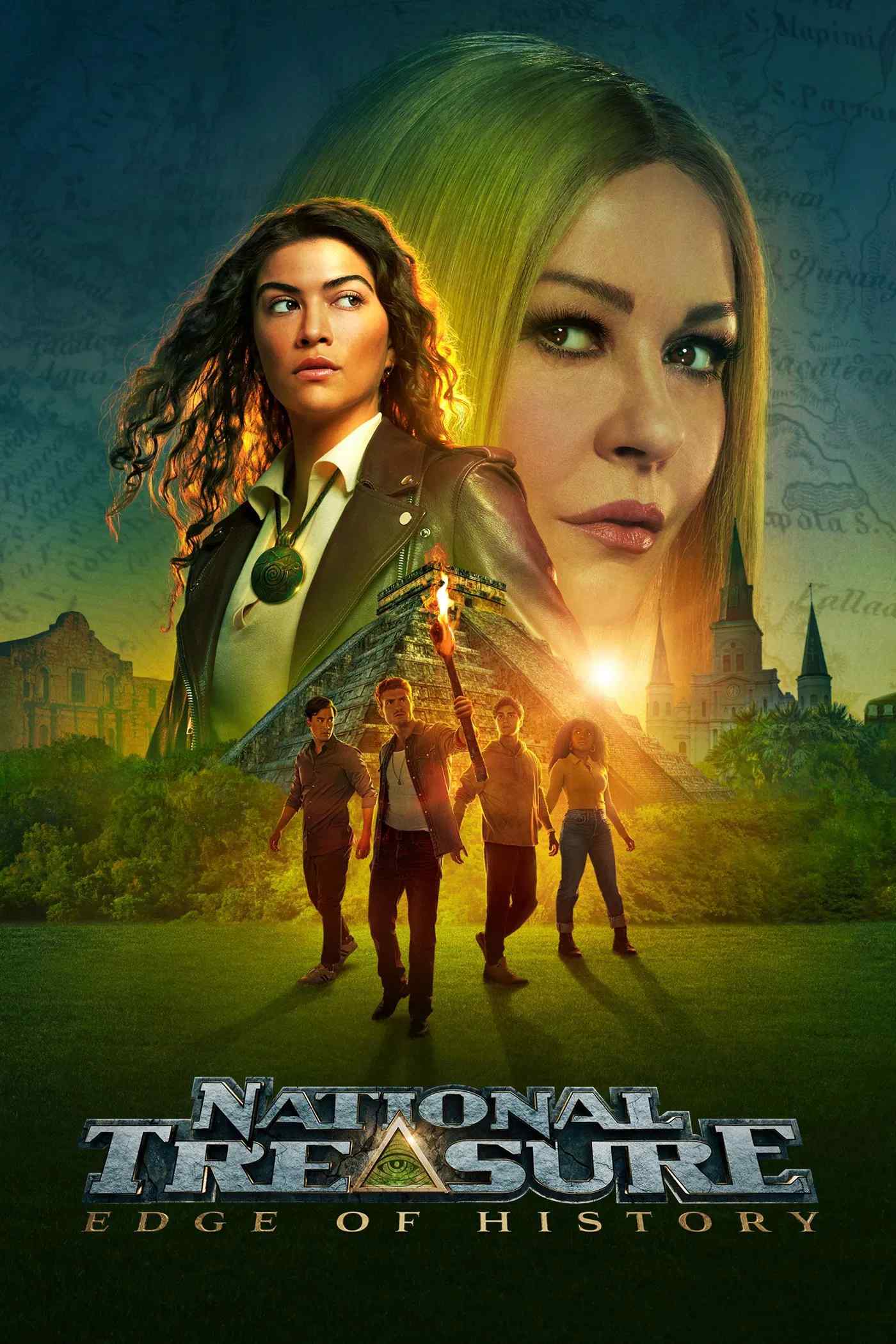 Poster chính thức của phim Phim Hành Động & Phiêu Lưu "Kho Báu Quốc Gia: Ranh Giới Lịch Sử" (National Treasure: Edge of History - 2022), với sự tham gia của diễn viên Lisette Olivera và Catherine Zeta-Jones.