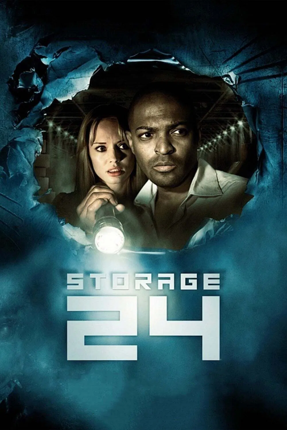 Poster chính thức của phim Phim Kinh Dị, Phim Viễn Tưởng "Kho Hàng Số 24" (Storage 24 - 2012), với sự tham gia của diễn viên Noel Clarke và Colin O'Donoghue.