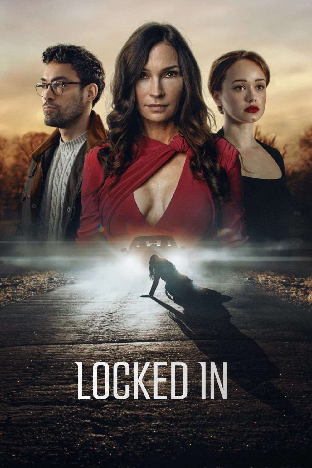 Poster chính thức của phim Phim Giật Gân "Khóa trong" (Locked In - 2023), với sự tham gia của diễn viên Famke Janssen và Rose Williams.