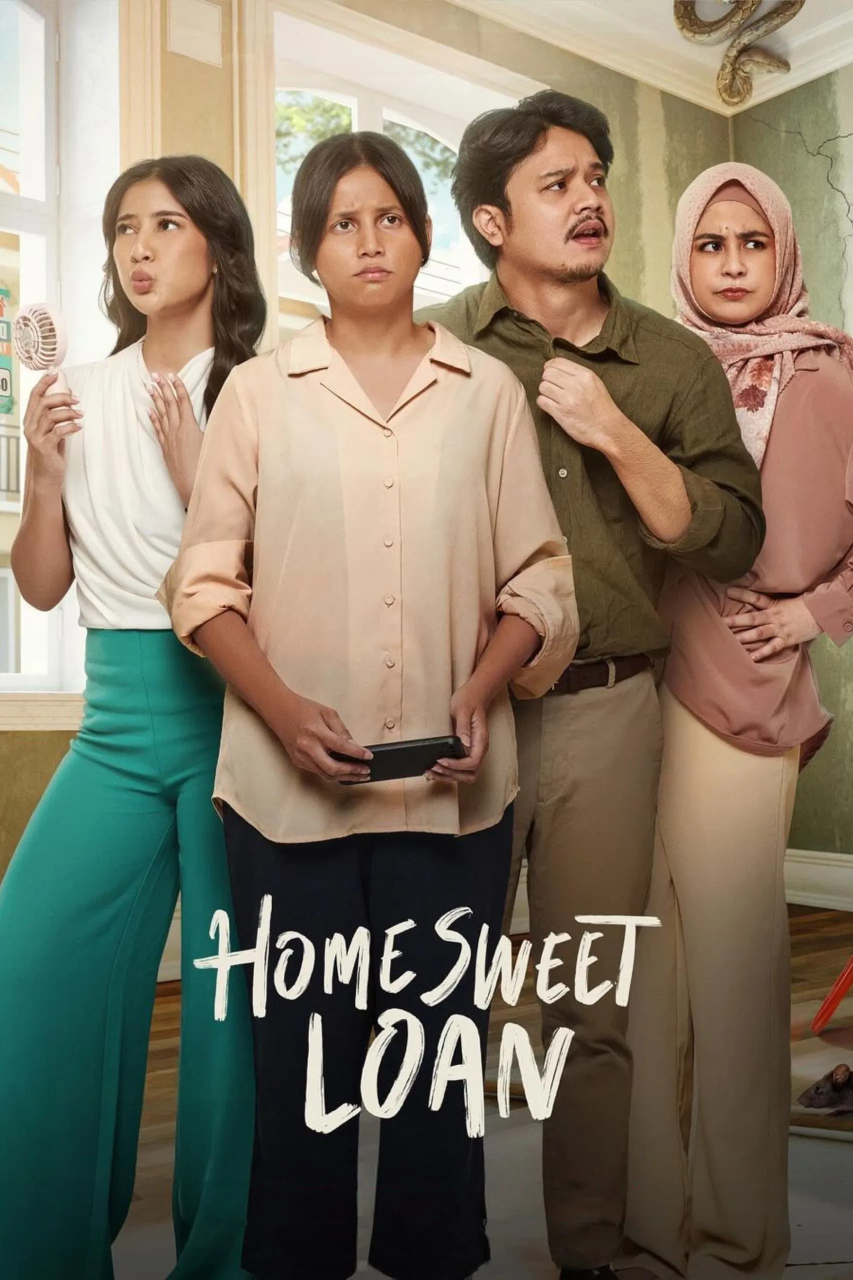 Poster chính thức của phim Phim Tâm Lý, Phim Gia Đình "Khoản Vay Thân Thương" (Home Sweet Loan - 2024), với sự tham gia của diễn viên Yunita Siregar và Derby Romero.