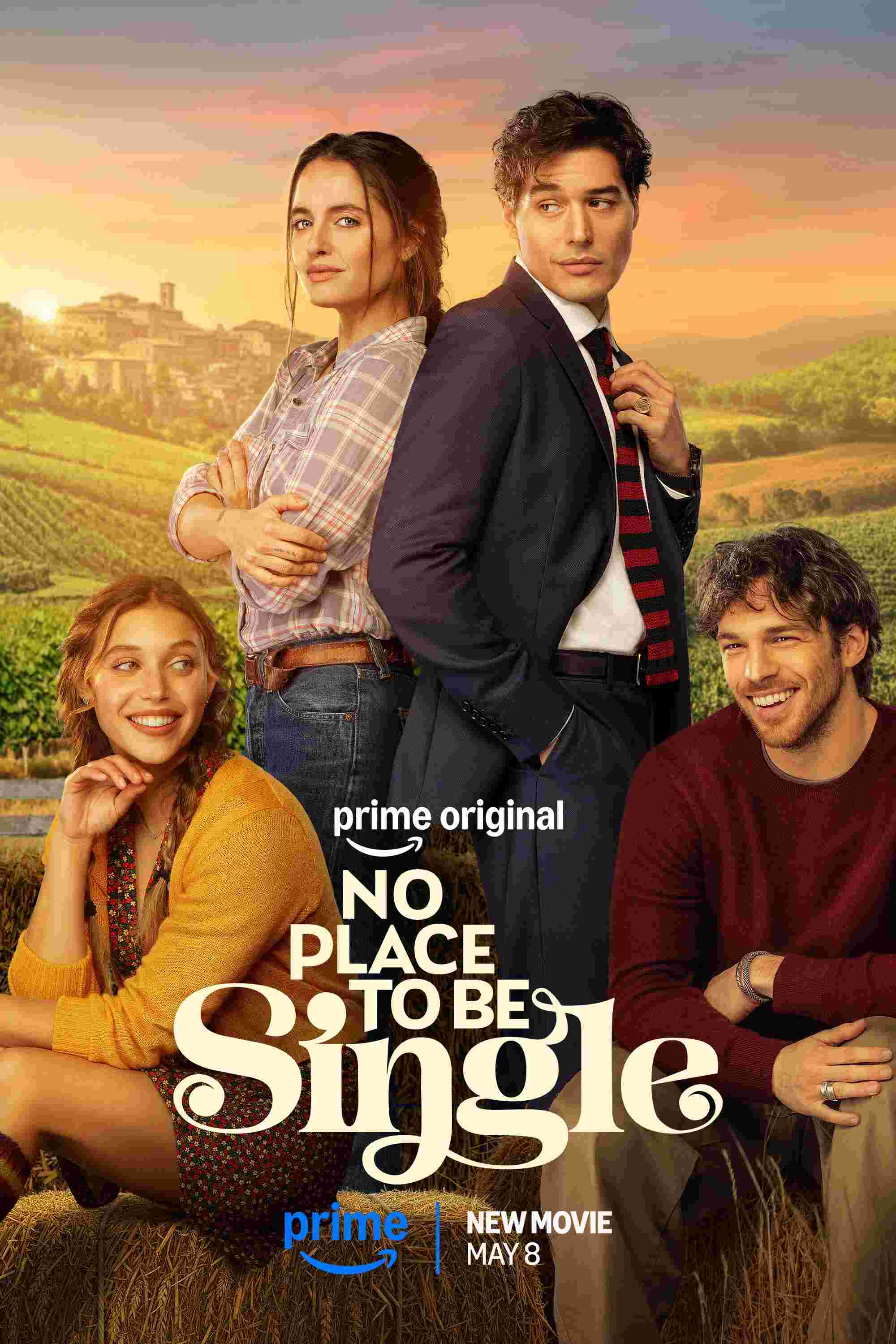 Poster chính thức của phim Phim Tình Cảm, Phim Hài "Không có nơi nào để ở một mình" (No Place to Be Single - 2026), với sự tham gia của diễn viên Matilde Gioli và Cristiano Caccamo.