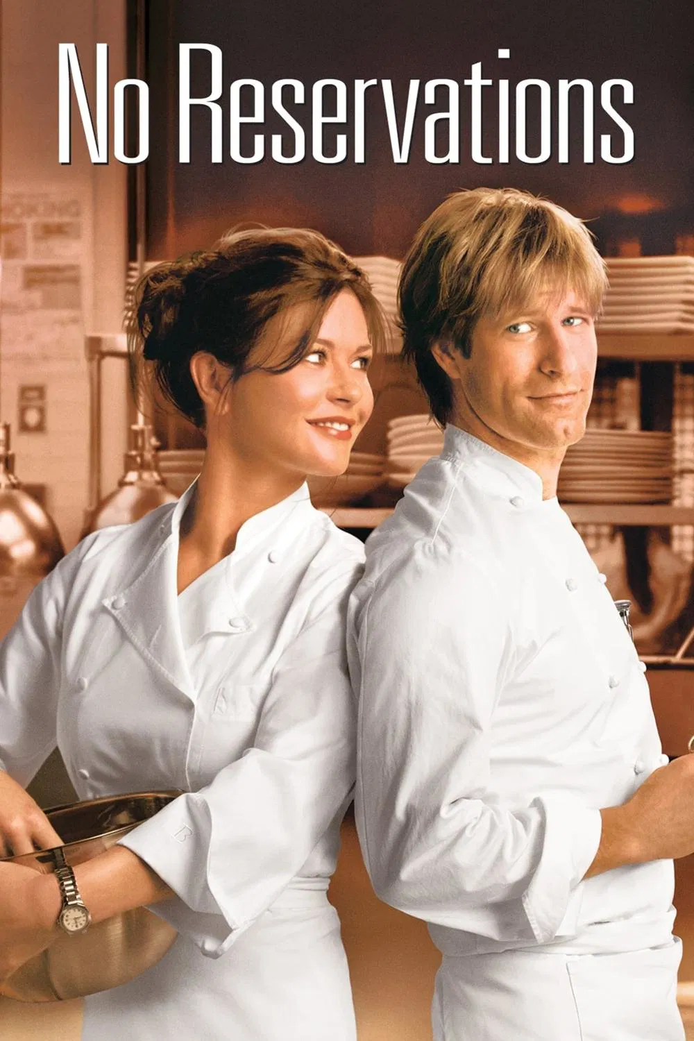 Poster chính thức của phim Phim Hài, Phim Tình Cảm "Không Đặt Trước" (No Reservations - 2007), với sự tham gia của diễn viên Catherine Zeta-Jones và Aaron Eckhart.