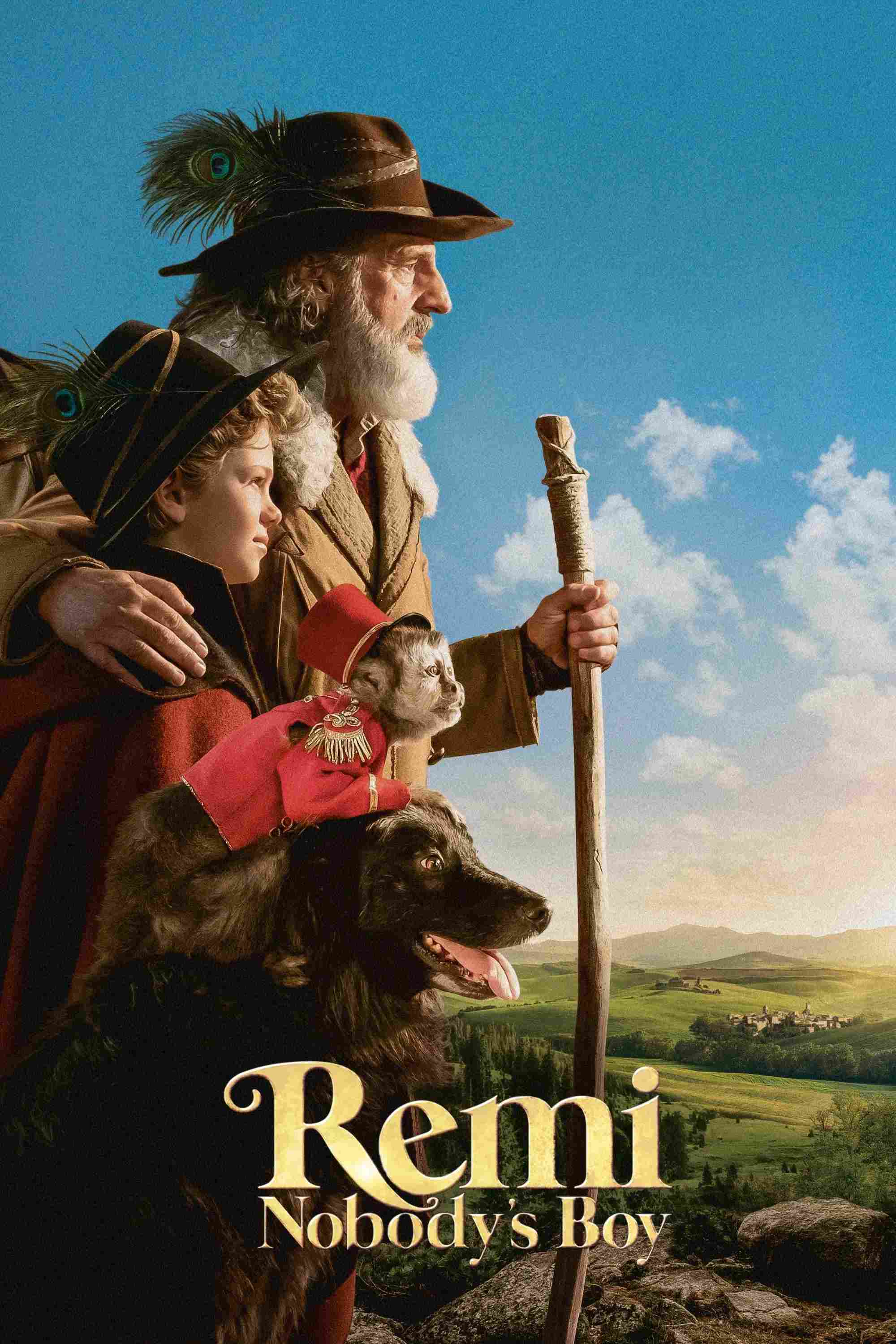 Poster chính thức của phim Phim Phiêu Lưu, Phim Gia Đình "Không Gia Đình" (Remi, Nobody's Boy - 2018), với sự tham gia của diễn viên Maleaume Paquin và Daniel Auteuil.