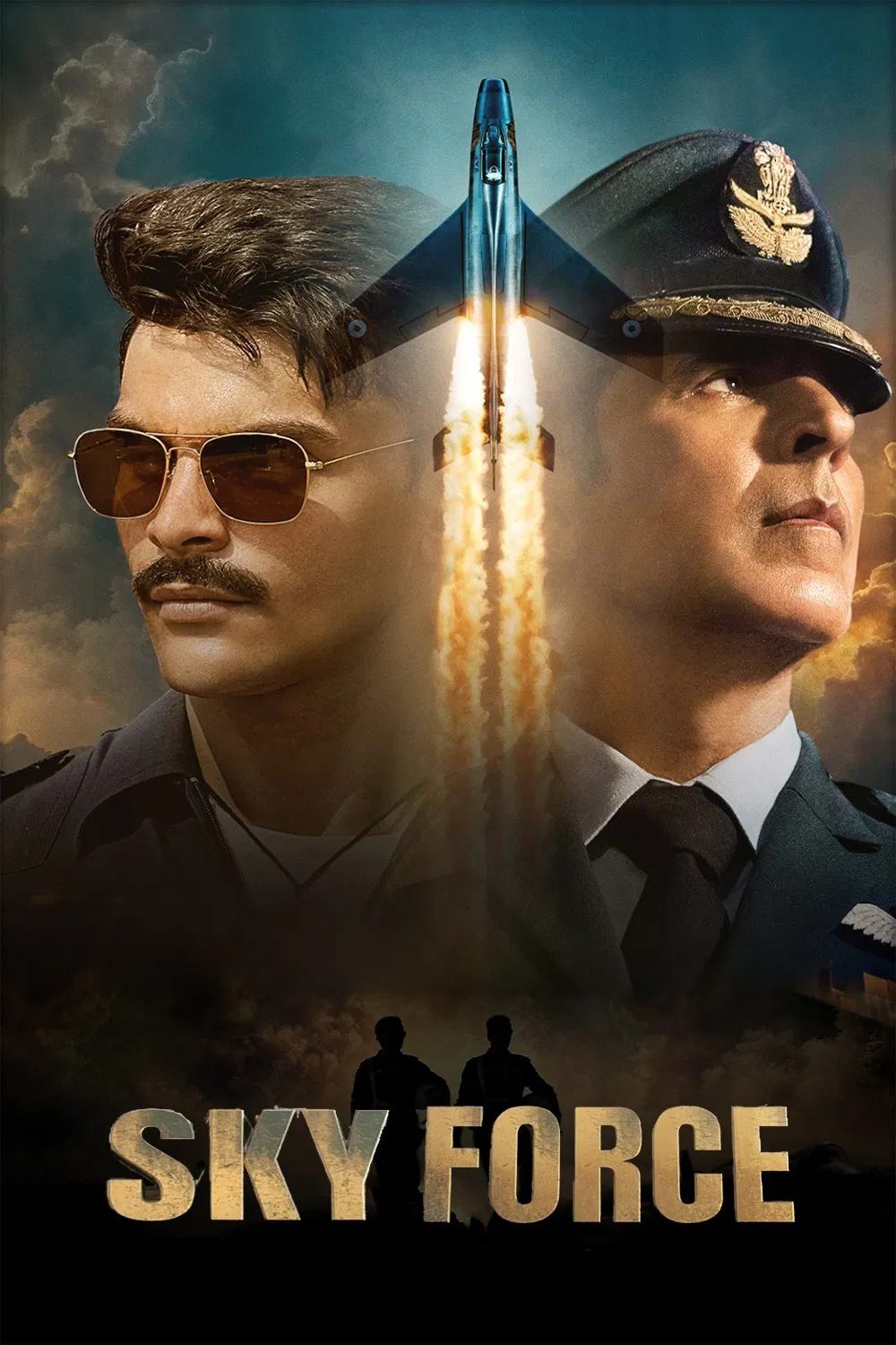 Poster chính thức của phim Phim Hành Động, Phim Giật Gân "Không Lực" (Sky Force - 2025), với sự tham gia của diễn viên Veer Pahariya và Akshay Kumar.