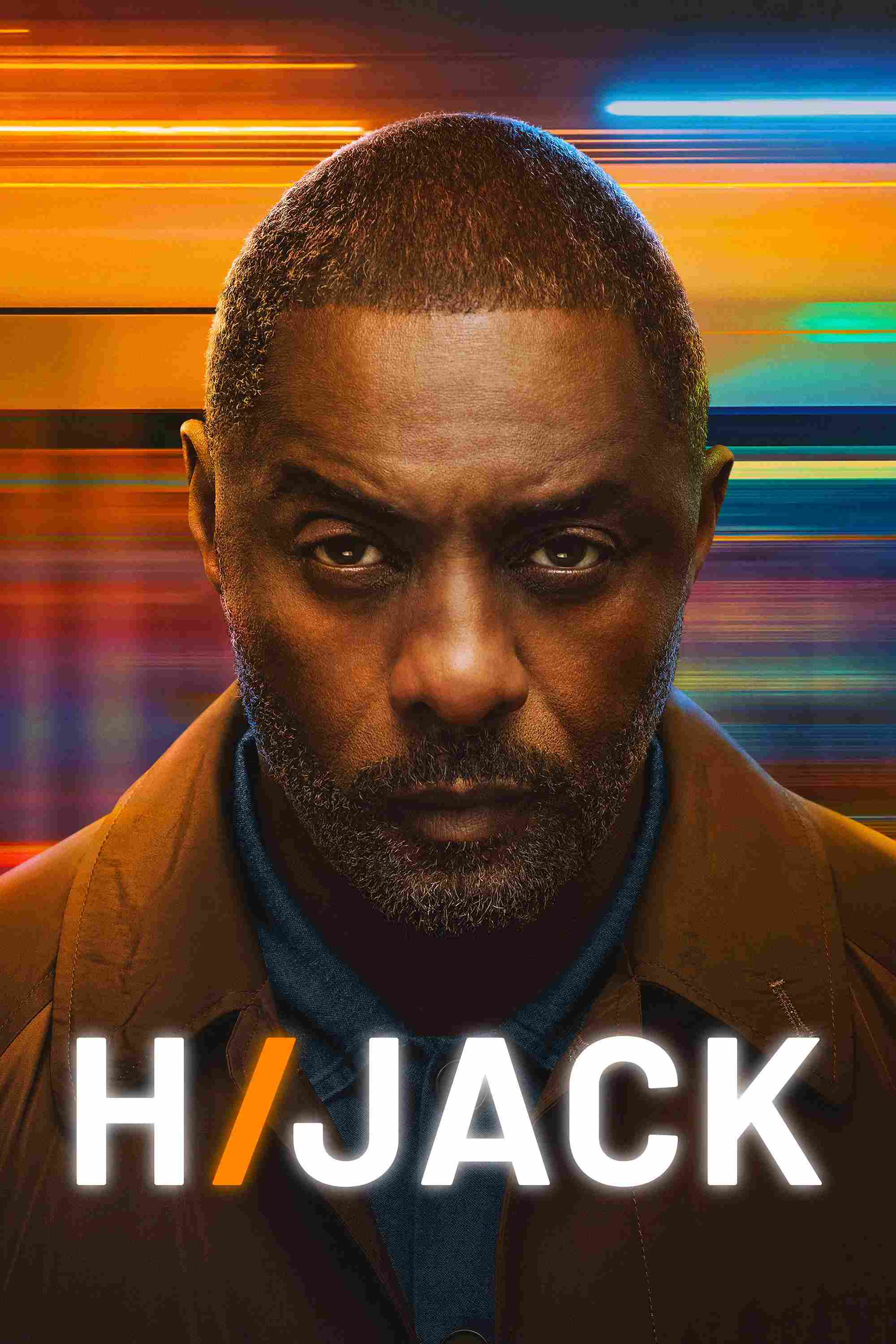 Poster chính thức của phim Phim Tâm Lý "Không Tặc (Phần 1)" (Hijack - 2023), với sự tham gia của diễn viên Idris Elba và Christine Adams.