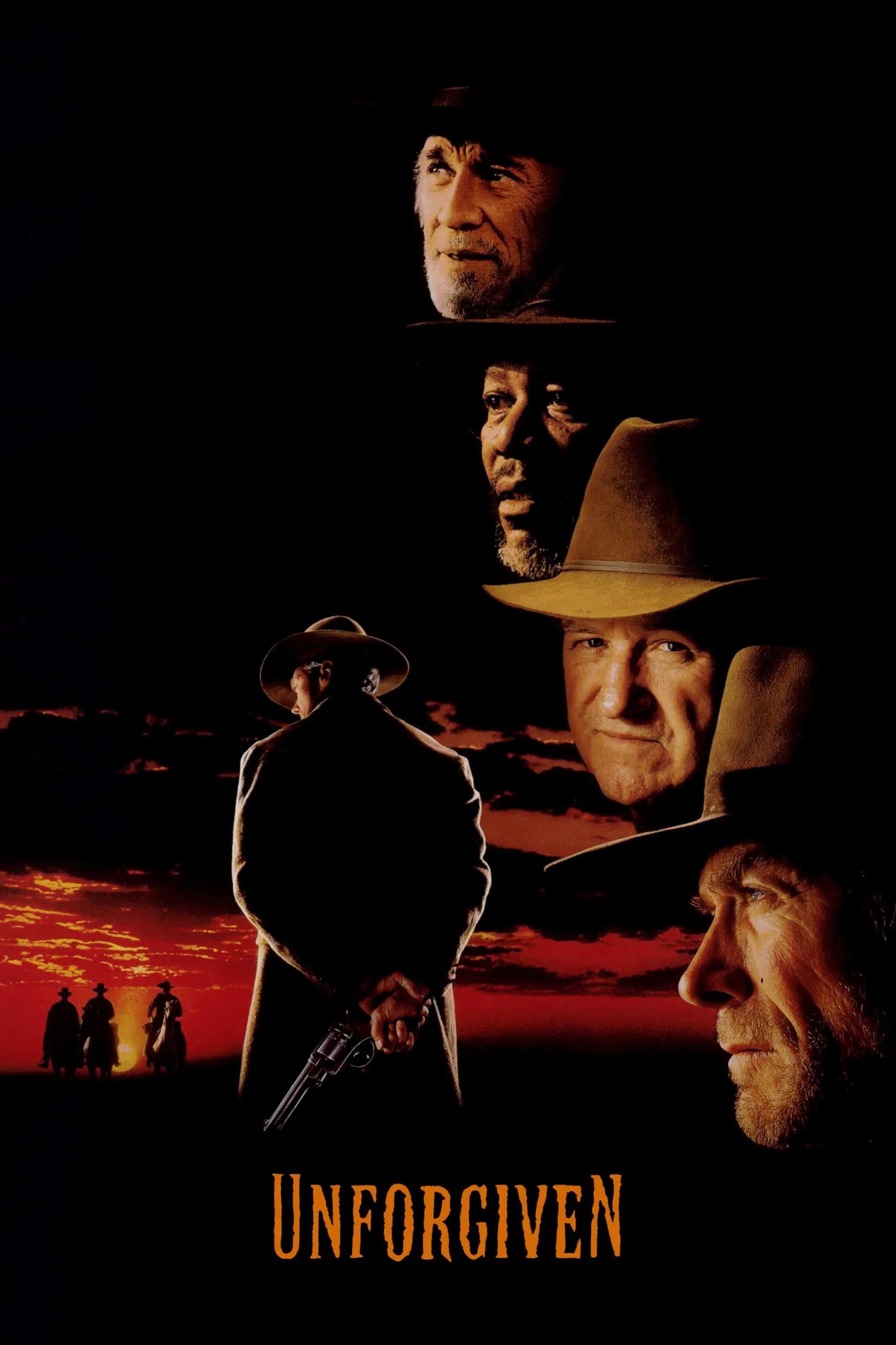 Poster chính thức của phim Phim Miền Tây "Không Tha Thứ" (Unforgiven - 1992), với sự tham gia của diễn viên Clint Eastwood và Gene Hackman.