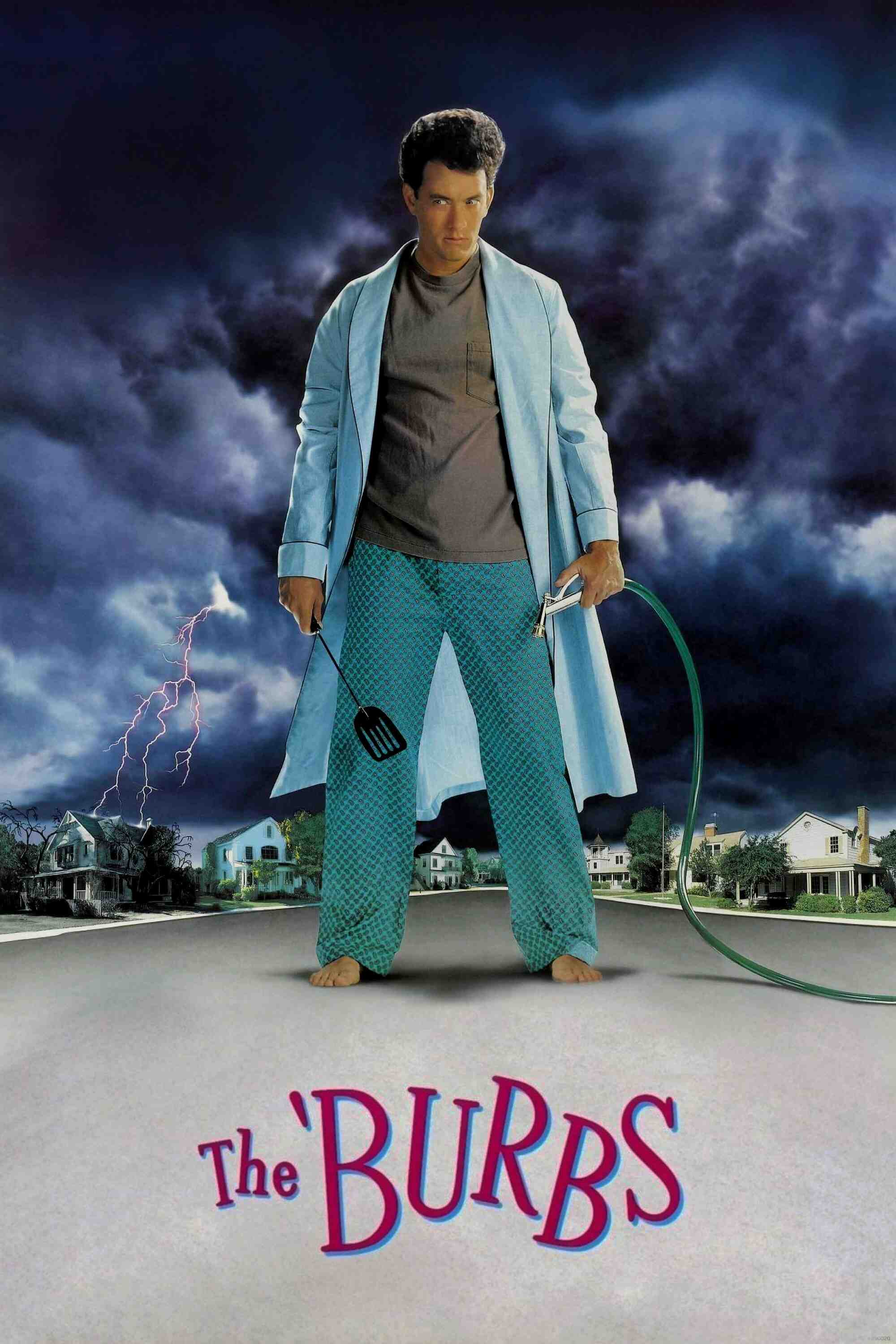 Poster chính thức của phim Phim Hài, Phim Kinh Dị "Khu ngoại ô" (The 'Burbs - 1989), với sự tham gia của diễn viên Tom Hanks và Bruce Dern.