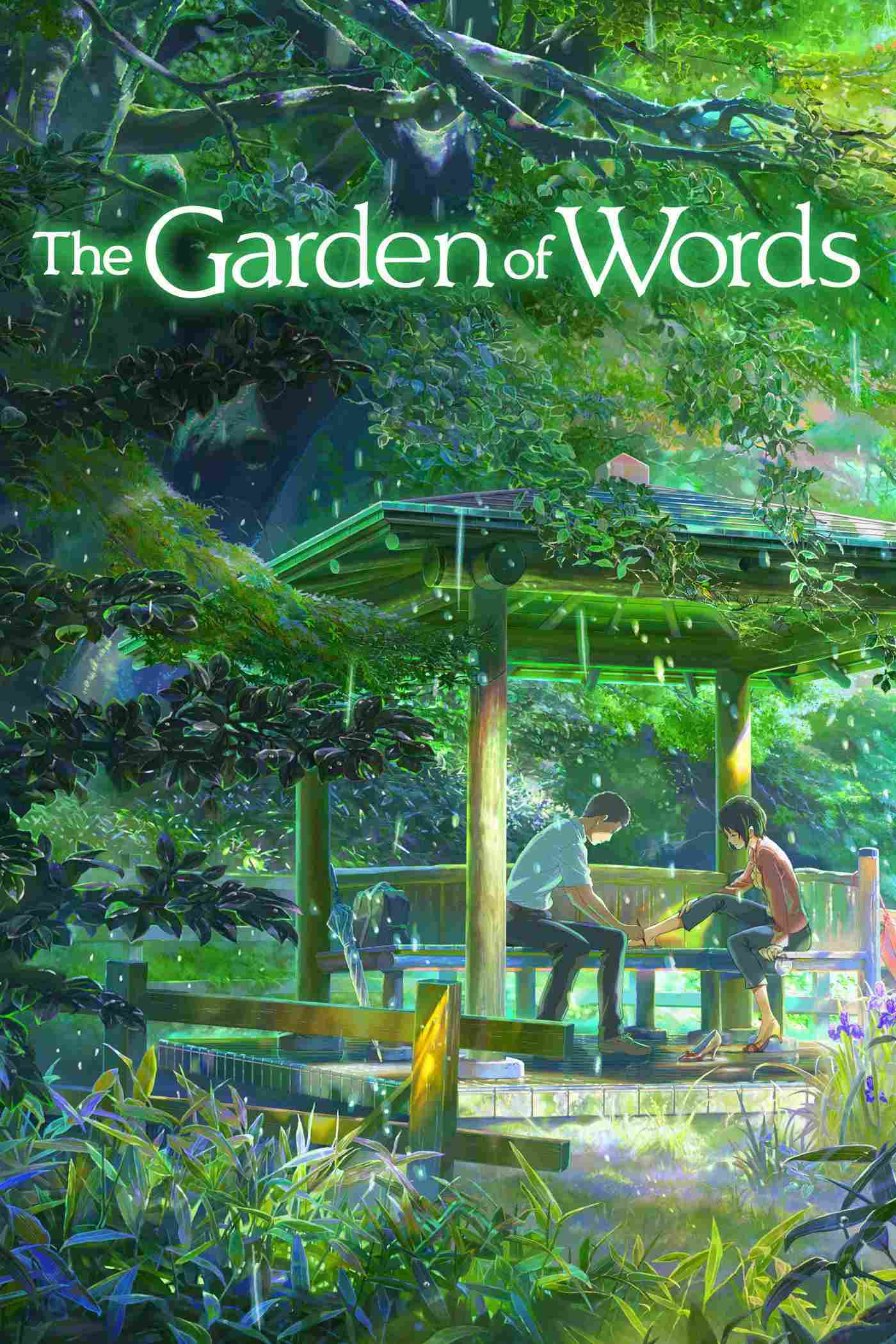 Poster chính thức của phim Phim Hoạt Hình, Phim Tâm Lý "Khu Vườn Ngôn Từ" (The Garden of Words - 2013), với sự tham gia của diễn viên Miyu Irino và Kana Hanazawa.