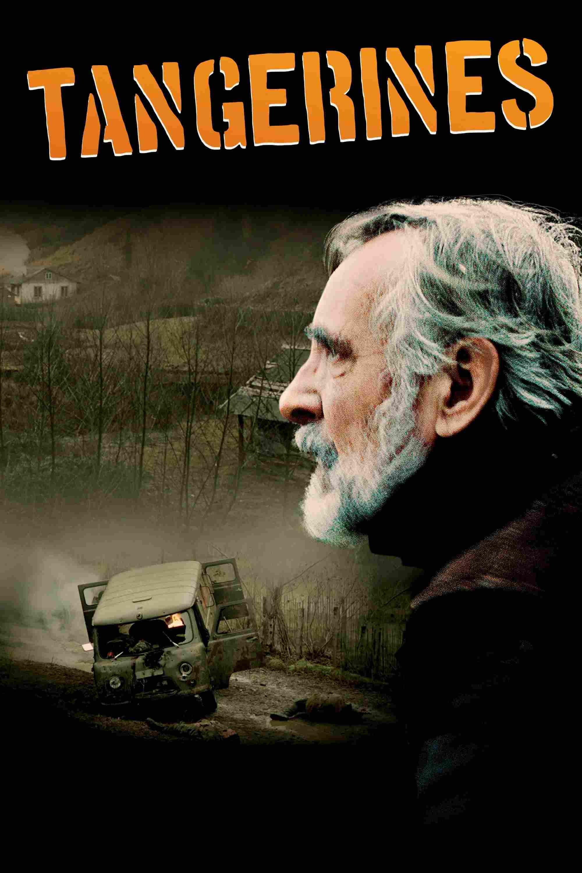 Poster chính thức của phim Phim Tâm Lý, Phim Chiến Tranh "Khu Vườn Quýt" (Tangerines - 2013), với sự tham gia của diễn viên Lembit Ulfsak và Giorgi Nakashidze.