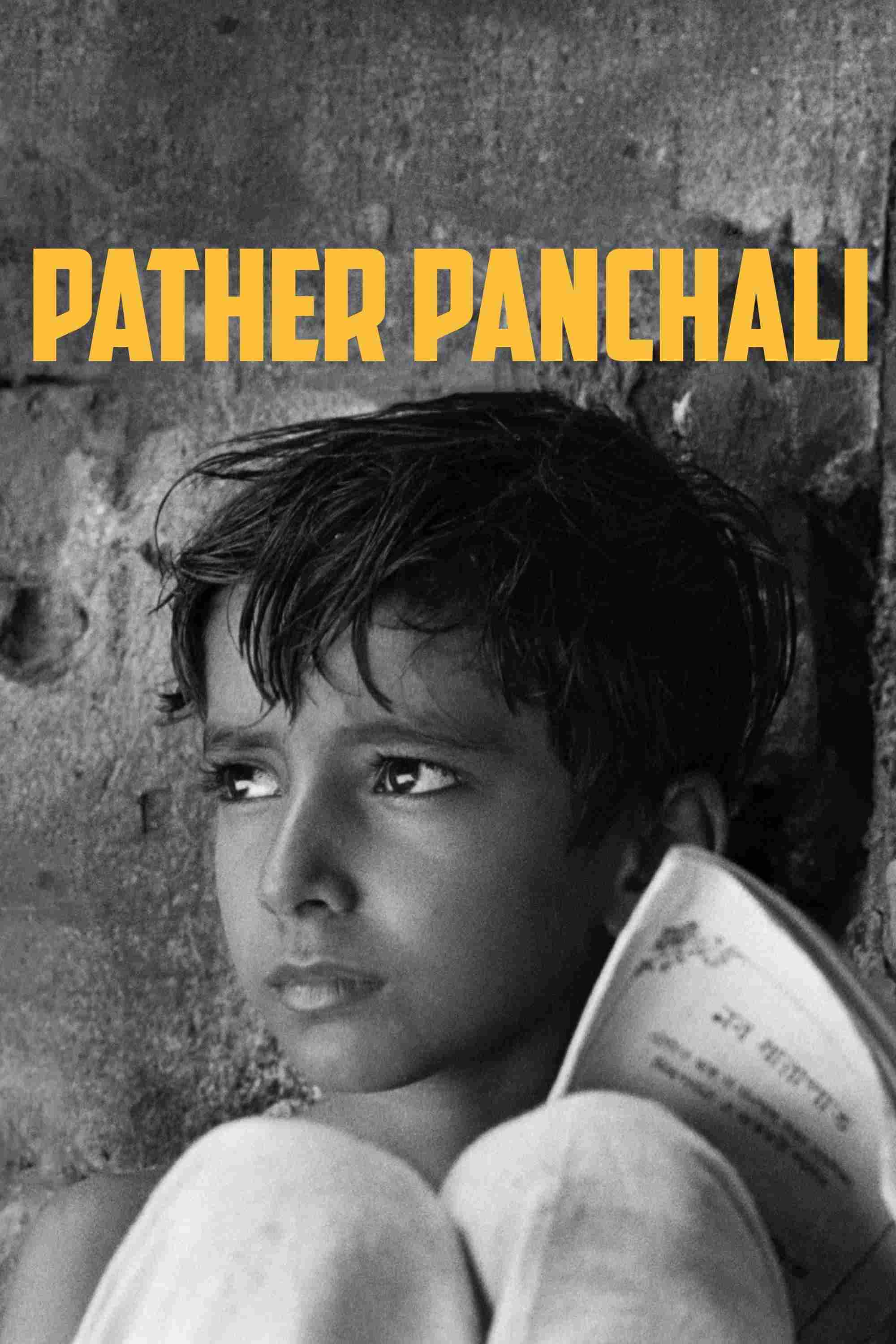 Poster chính thức của phim Phim Tâm Lý, Phim Lịch Sử "Khúc Hát Của Những Con Đường" (Pather Panchali - 1955), với sự tham gia của diễn viên Kanu Bannerjee và Karuna Banerjee.