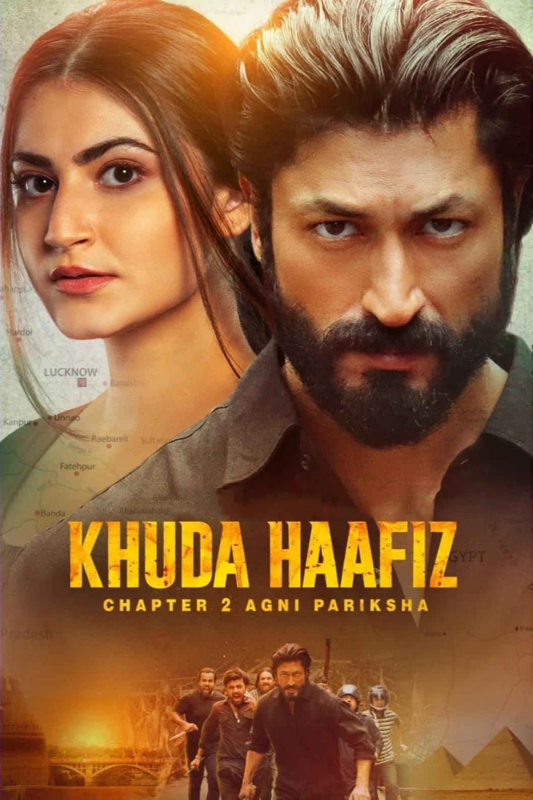 Poster chính thức của phim Phim Tâm Lý, Phim Hành Động "Khuda Haafiz 2: Thử Lửa" (Khuda Haafiz Chapter 2: Agni Pariksha - 2022), với sự tham gia của diễn viên Vidyut Jammwal và Shivaleeka Oberoi.
