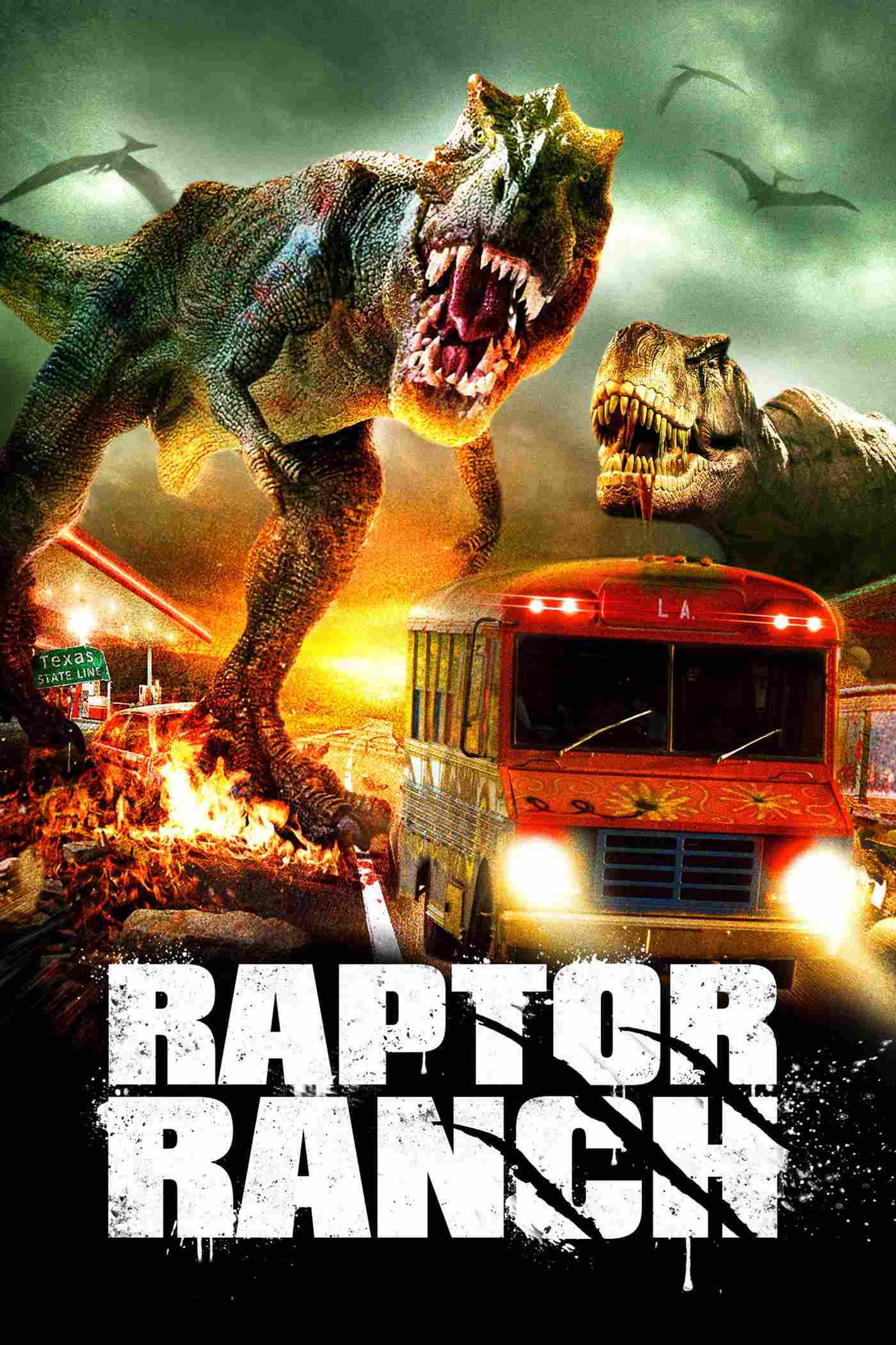 Poster chính thức của phim Phim Kinh Dị, Phim Giật Gân "Khủng Long Bạo Chúa" (Raptor Ranch - 2013), với sự tham gia của diễn viên Lorenzo Lamas và Donny Boaz.