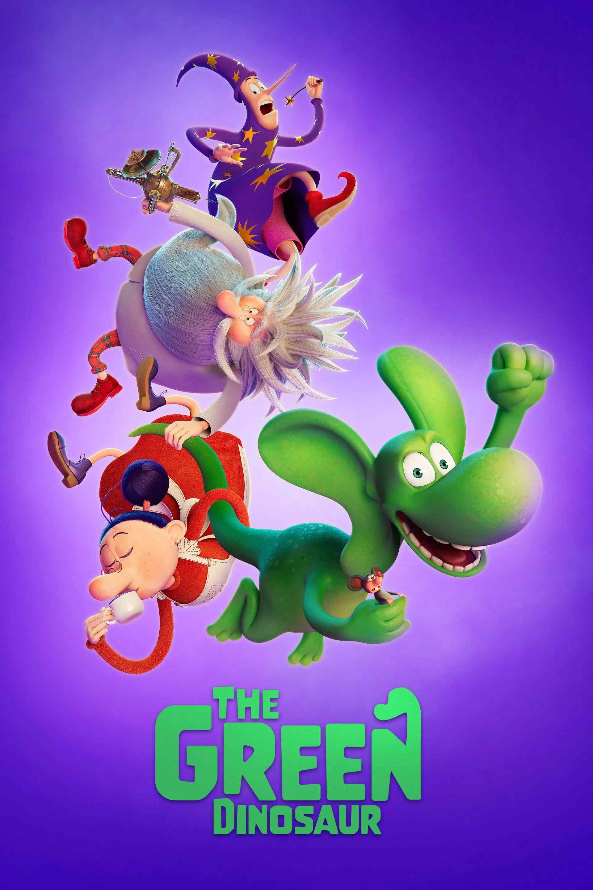 Poster chính thức của phim Phim Hoạt Hình, Phim Gia Đình "Khủng Long Xanh Du Hành Thế Giới Truyện Tranh" (The Green Dinosaur - 2024), với sự tham gia của diễn viên Borys Szyc và Małgorzata Kożuchowska.
