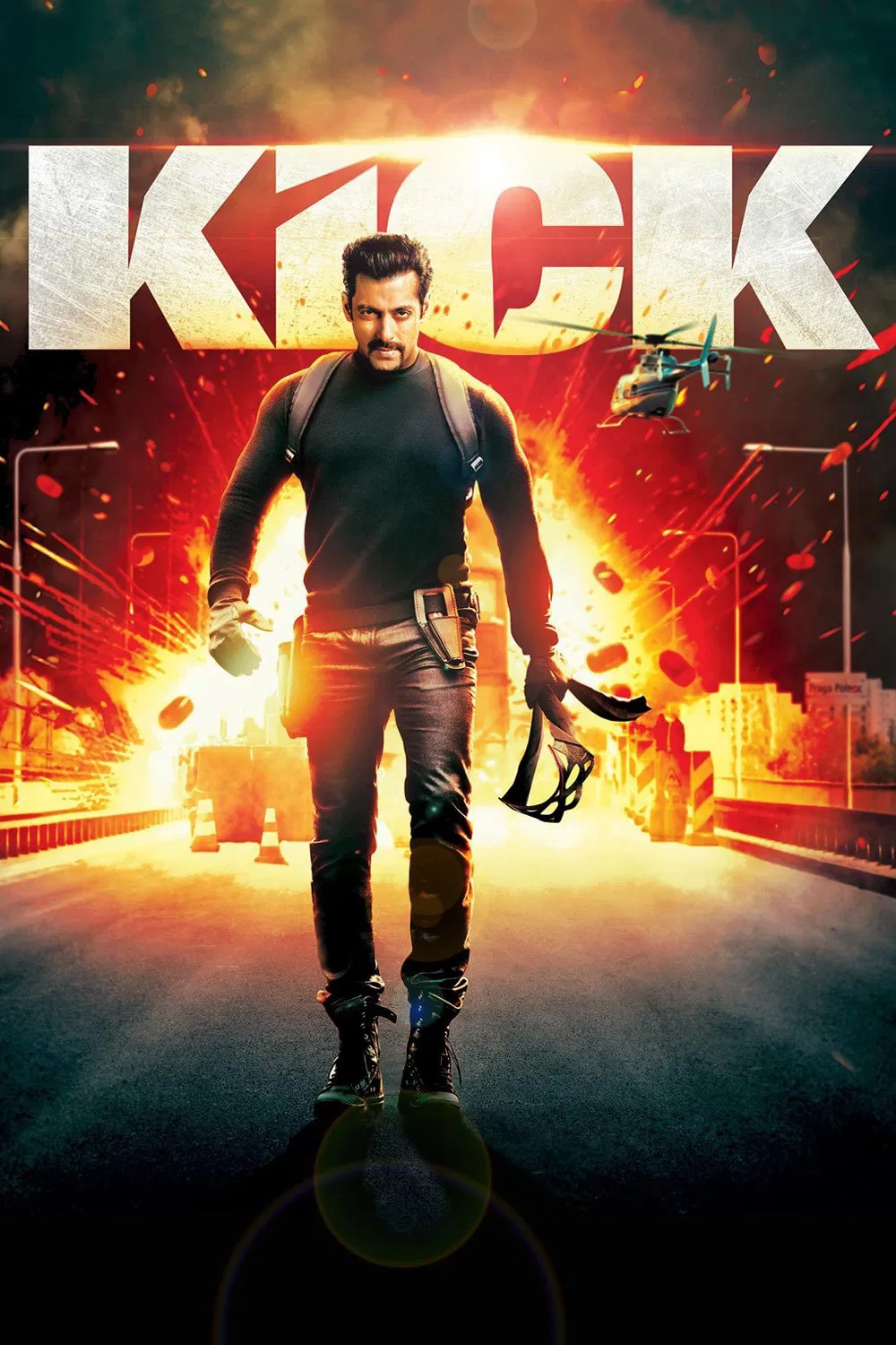 Poster chính thức của phim Phim Hành Động, Phim Tình Cảm "Kick" (Kick - 2014), với sự tham gia của diễn viên Salman Khan và Jacqueline Fernandez.
