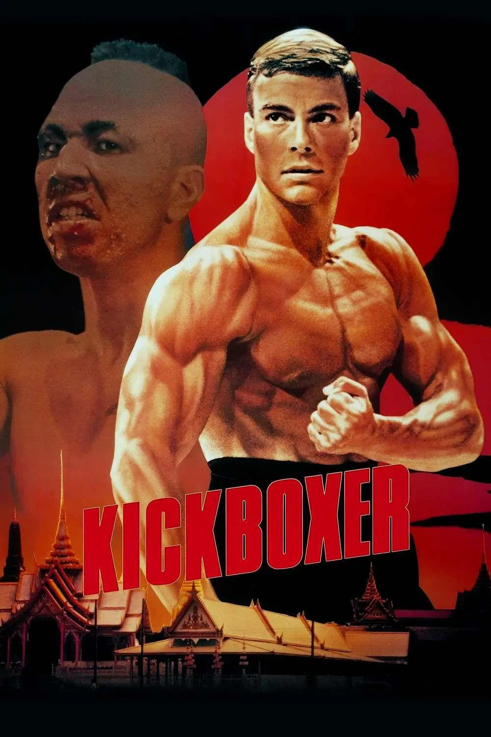 Poster chính thức của phim Phim Hành Động, Phim Giật Gân "Kickboxer" (Kickboxer - 1989), với sự tham gia của diễn viên Jean-Claude Van Damme và Dennis Alexio.