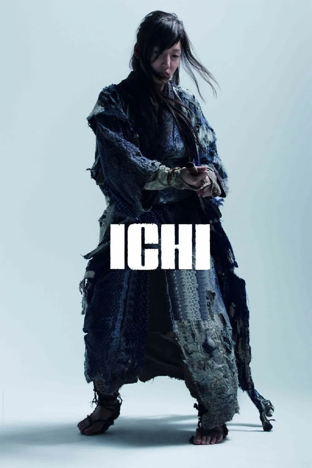 Poster chính thức của phim Phim Hành Động, Phim Phiêu Lưu "Kiếm Sĩ Mù Xinh Đẹp" (ICHI - 2008), với sự tham gia của diễn viên Haruka Ayase và Yosuke Kubozuka.
