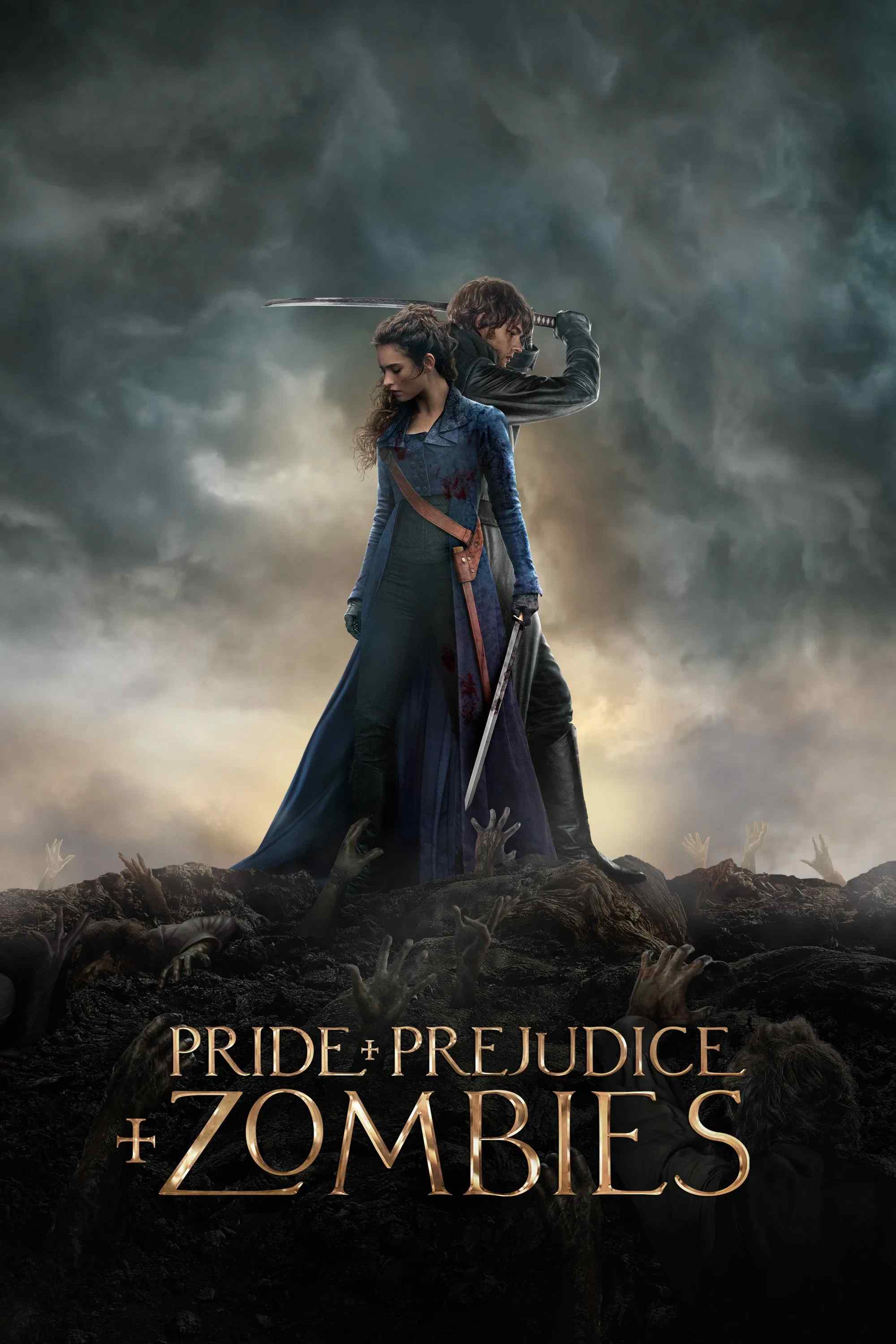 Poster chính thức của phim Phim Tình Cảm, Phim Kinh Dị "Kiêu Hãnh, Định Kiến và Thây Ma" (Pride and Prejudice and Zombies - 2016), với sự tham gia của diễn viên Lily James và Sam Riley.