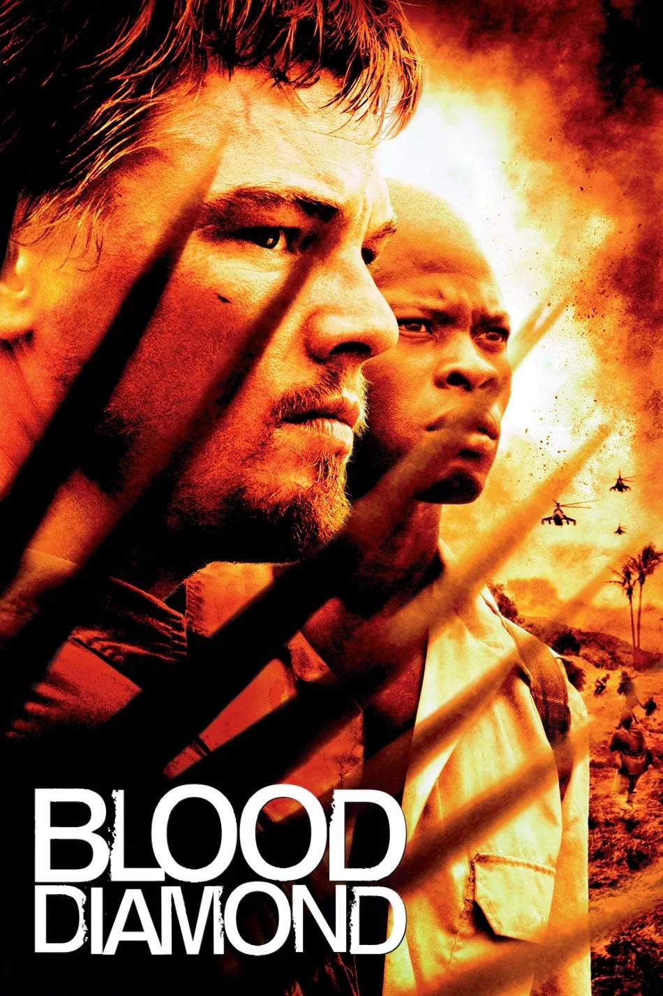 Poster chính thức của phim Phim Tâm Lý, Phim Giật Gân "Kim Cương Máu" (Blood Diamond - 2006), với sự tham gia của diễn viên Leonardo DiCaprio và Djimon Hounsou.