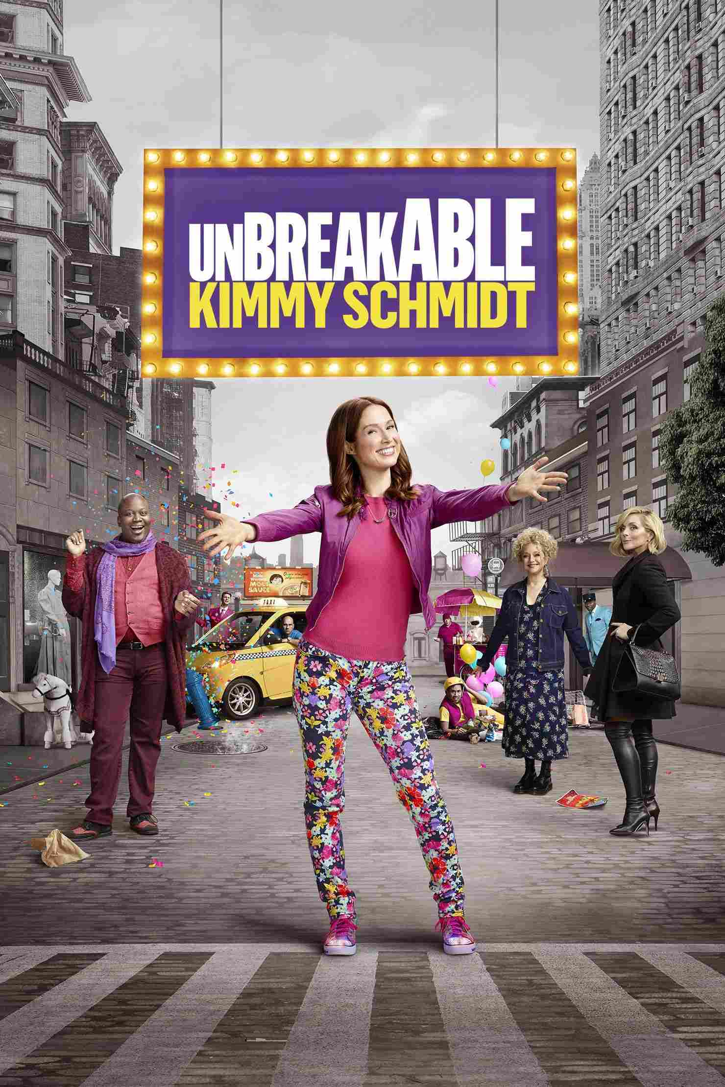 Poster chính thức của phim Phim Hài "Kimmy Bất Bại (Phần 1)" (Unbreakable Kimmy Schmidt - 2015), với sự tham gia của diễn viên Ellie Kemper và Tituss Burgess.
