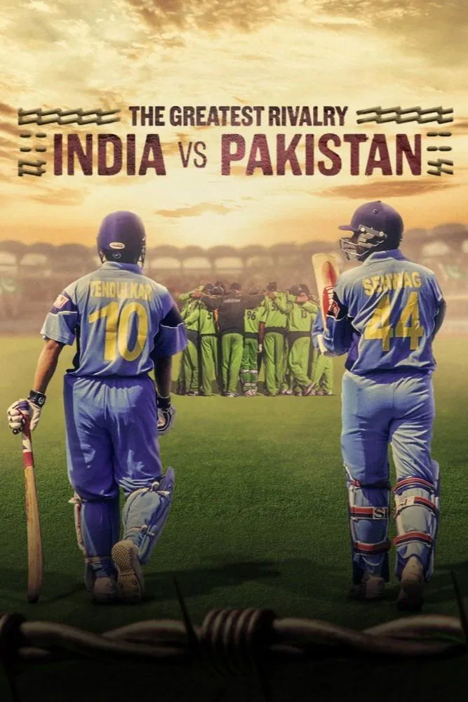 Poster chính thức của phim Phim Tài Liệu "Kình Địch Lớn Nhất: Ấn Độ Và Pakistan" (The Greatest Rivalry: India vs Pakistan - 2025), với sự tham gia của diễn viên Virender Sehwag và Shoaib Akhtar.