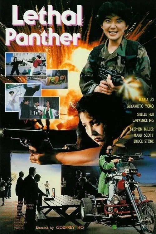 Poster chính thức của phim Phim Hành Động, Phim Giật Gân "Kinh Thiên Long Hổ Báo" (Lethal Panther - 1990), với sự tham gia của diễn viên Sibelle Hu Hui-Chung và Ngô Khải Hoa.