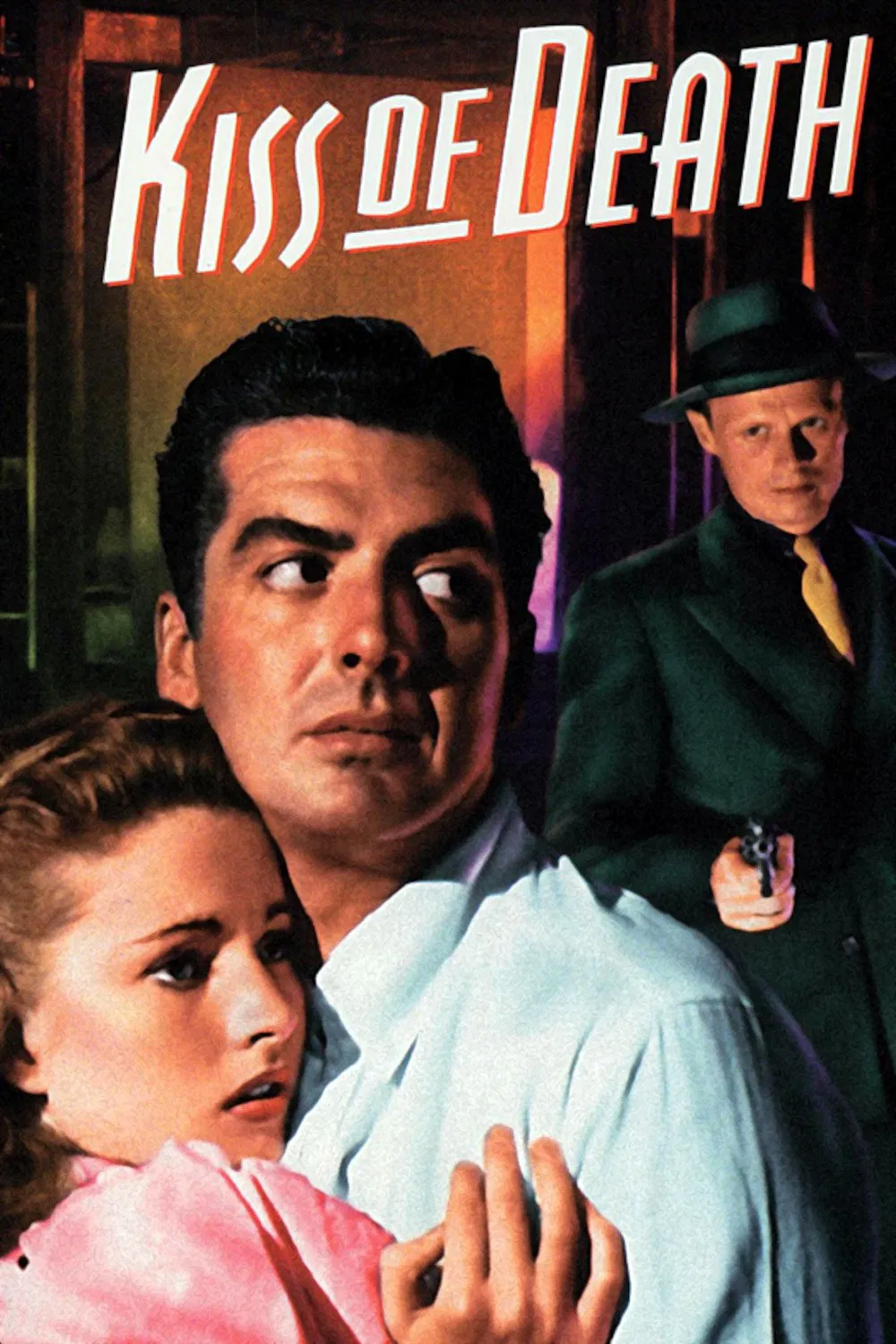 Poster chính thức của phim Phim Hình Sự, Phim Giật Gân "Kiss Of Death" (Kiss of Death - 1947), với sự tham gia của diễn viên Victor Mature và Brian Donlevy.