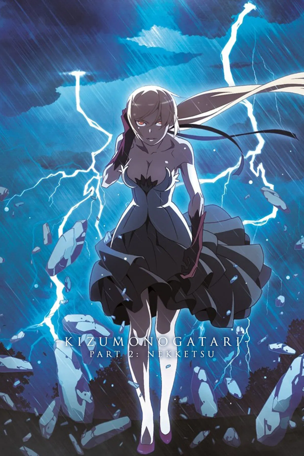 Poster chính thức của phim Phim Hoạt Hình, Phim Giả Tượng "Kizumonogatari Phần 2: Nhiệt Huyết" (Kizumonogatari Part 2: Nekketsu - 2016), với sự tham gia của diễn viên Hiroshi Kamiya và Yui Horie.