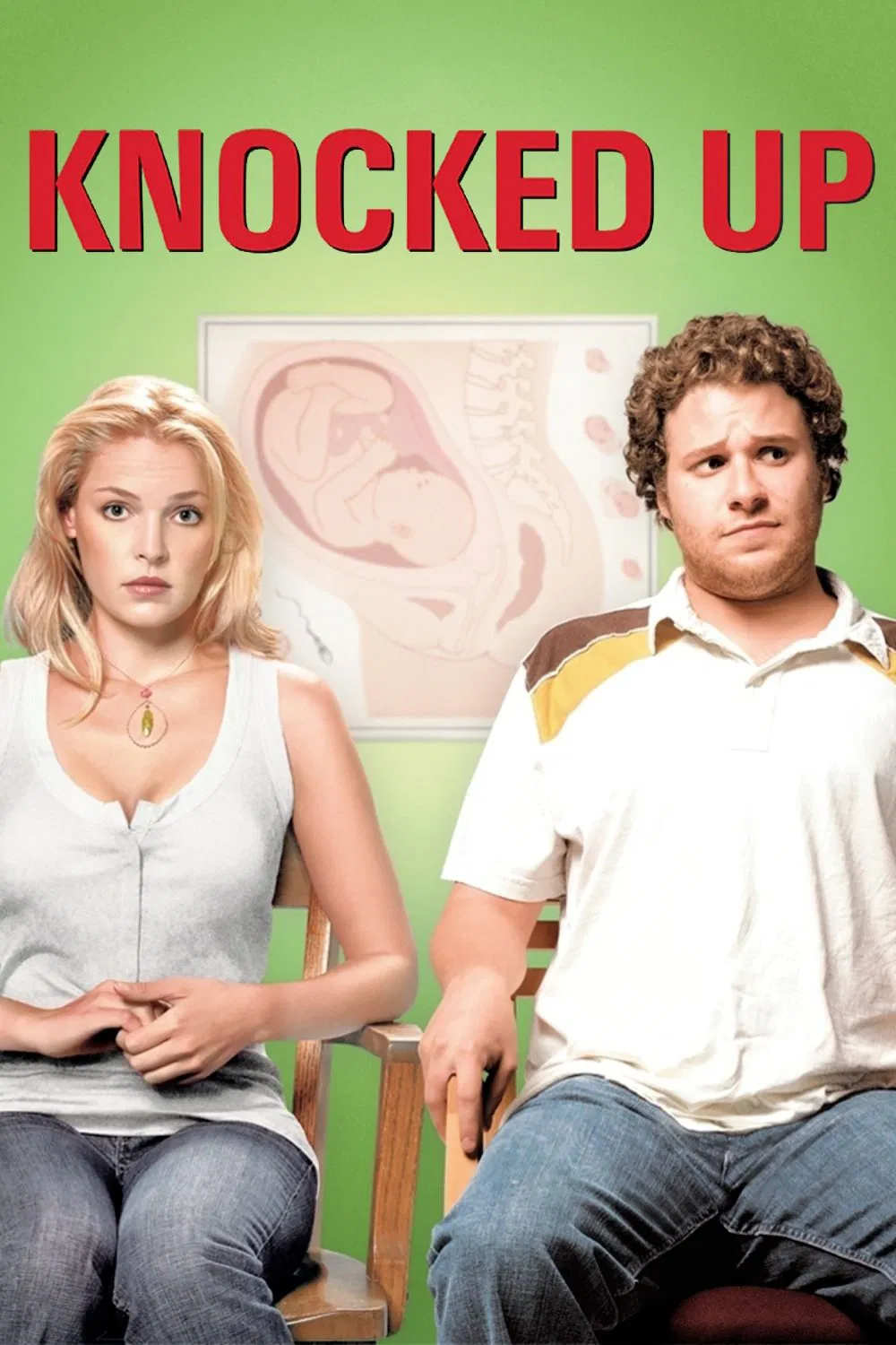Poster chính thức của phim Phim Hài, Phim Tình Cảm "Knocked Up" (Knocked Up - 2007), với sự tham gia của diễn viên Seth Rogen và Katherine Heigl.