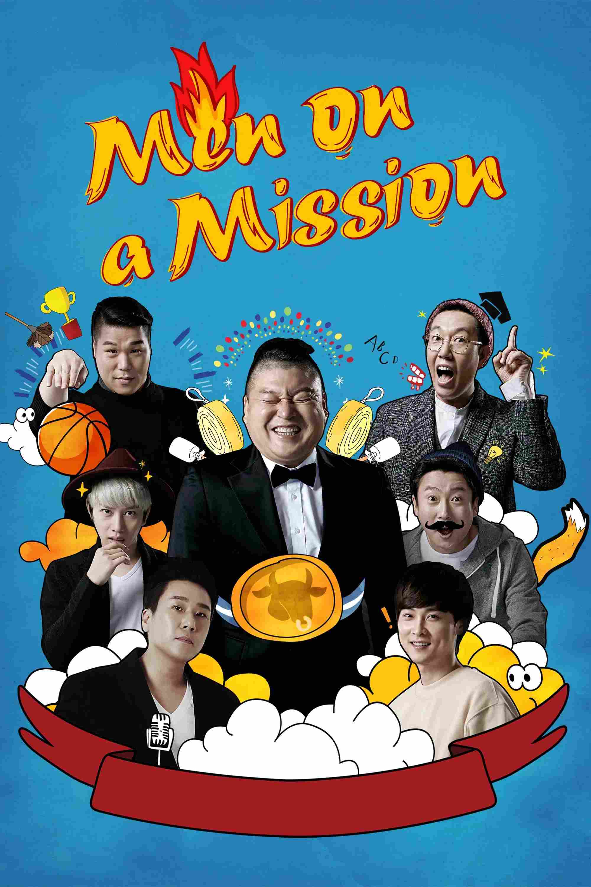 Poster chính thức của phim Truyền Hình Thực Tế, Phim Hài "Knowing Bros" (Men on a Mission - 2015), với sự tham gia của diễn viên Kim Young-cheol và Min Kyung-hoon.