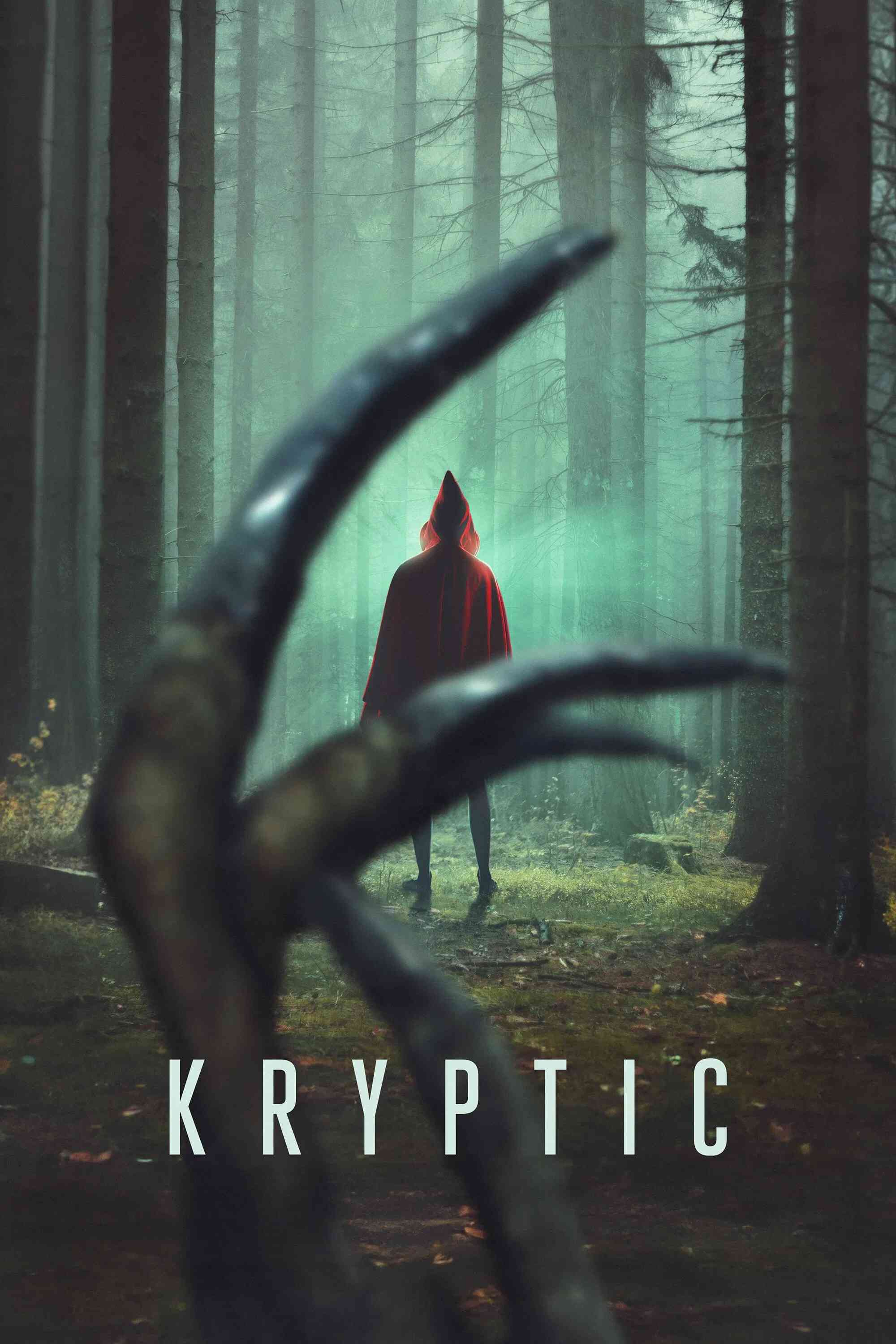 Poster chính thức của phim Phim Kinh Dị, Phim Giật Gân "Kryptic" (Kryptic - 2025), với sự tham gia của diễn viên Chloe Pirrie và Jeff Gladstone.