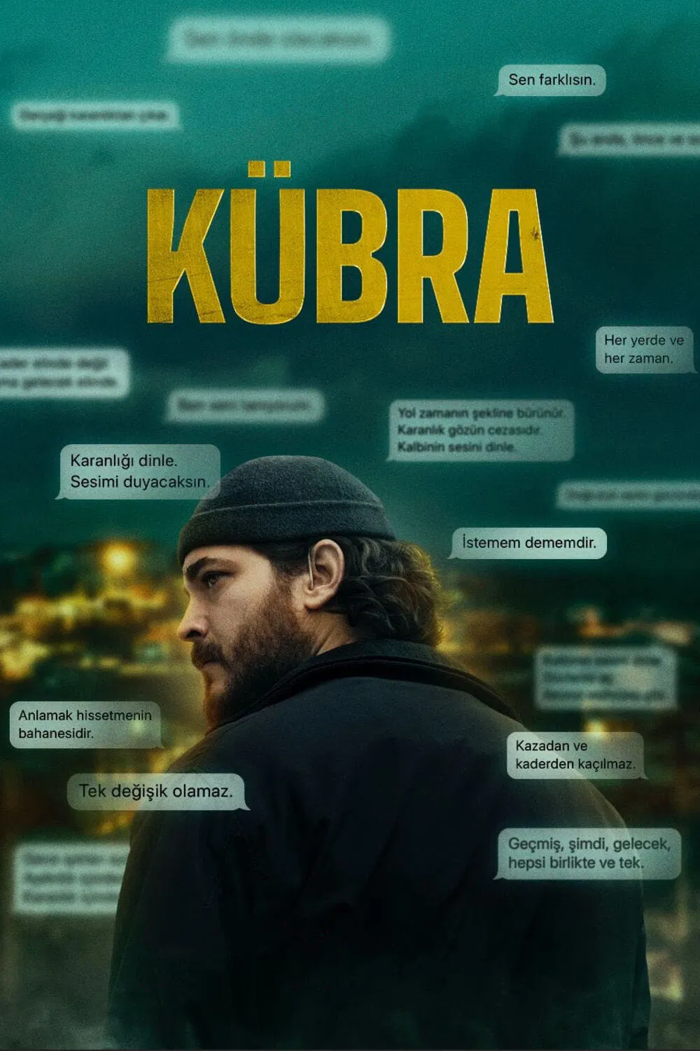 Poster chính thức của phim Phim Tâm Lý "Kübra" (Kübra - 2024), với sự tham gia của diễn viên Çağatay Ulusoy và Ahsen Eroğlu.