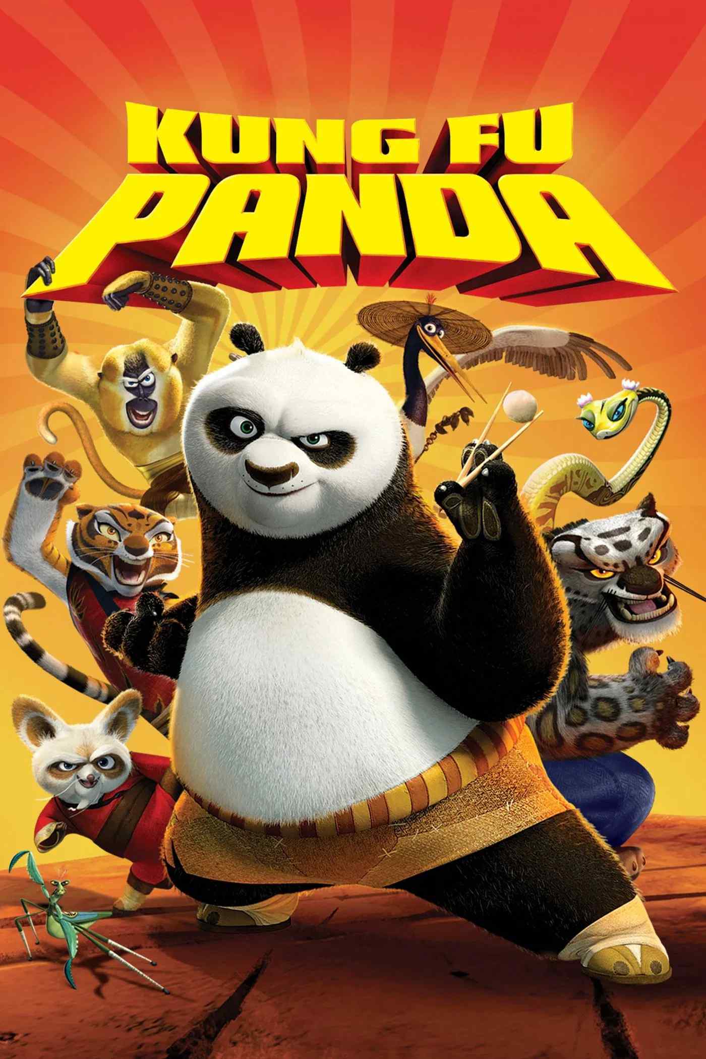 Poster chính thức của phim Phim Hoạt Hình, Phim Gia Đình "Kung Fu Gấu Trúc" (Kung Fu Panda - 2008), với sự tham gia của diễn viên Jack Black và Angelina Jolie.