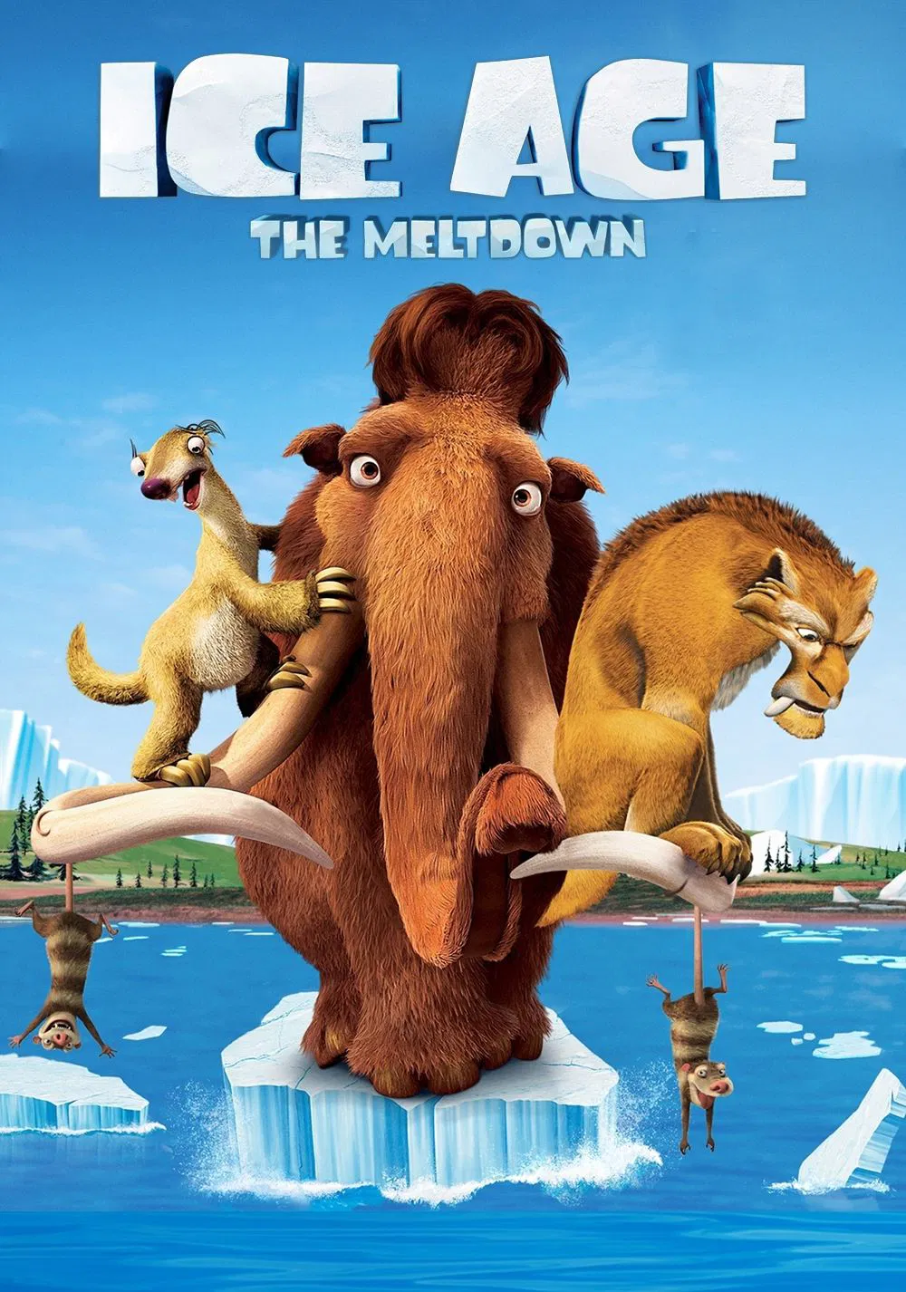 Poster chính thức của phim Phim Hoạt Hình, Phim Gia Đình "Kỷ Băng Hà 2: Băng Tan" (Ice Age: The Meltdown - 2006), với sự tham gia của diễn viên Ray Romano và John Leguizamo.