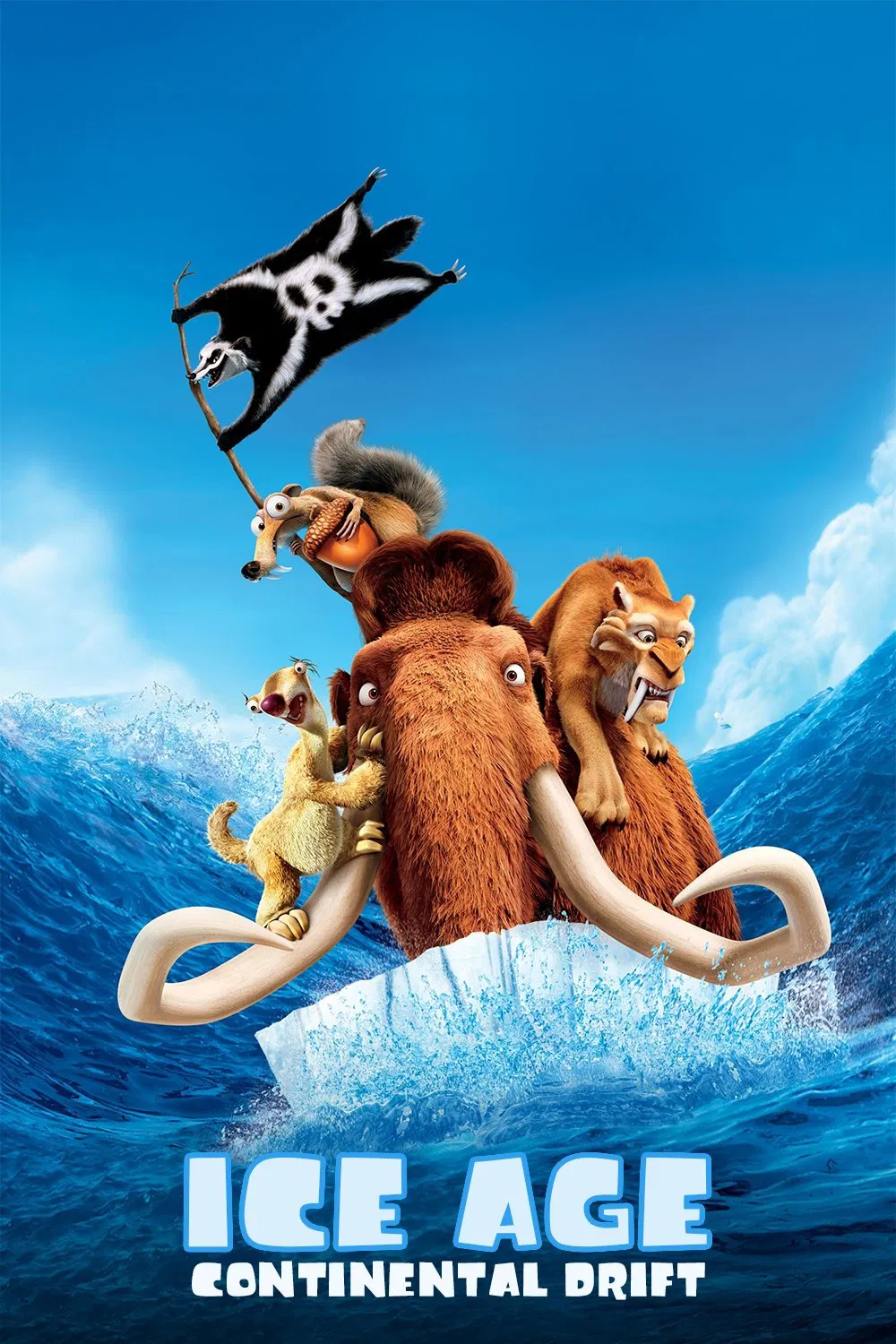 Poster chính thức của phim Phim Hoạt Hình, Phim Hài "Kỷ Băng Hà 4: Lục Địa Trôi Dạt" (Ice Age: Continental Drift - 2012), với sự tham gia của diễn viên Ray Romano và John Leguizamo.