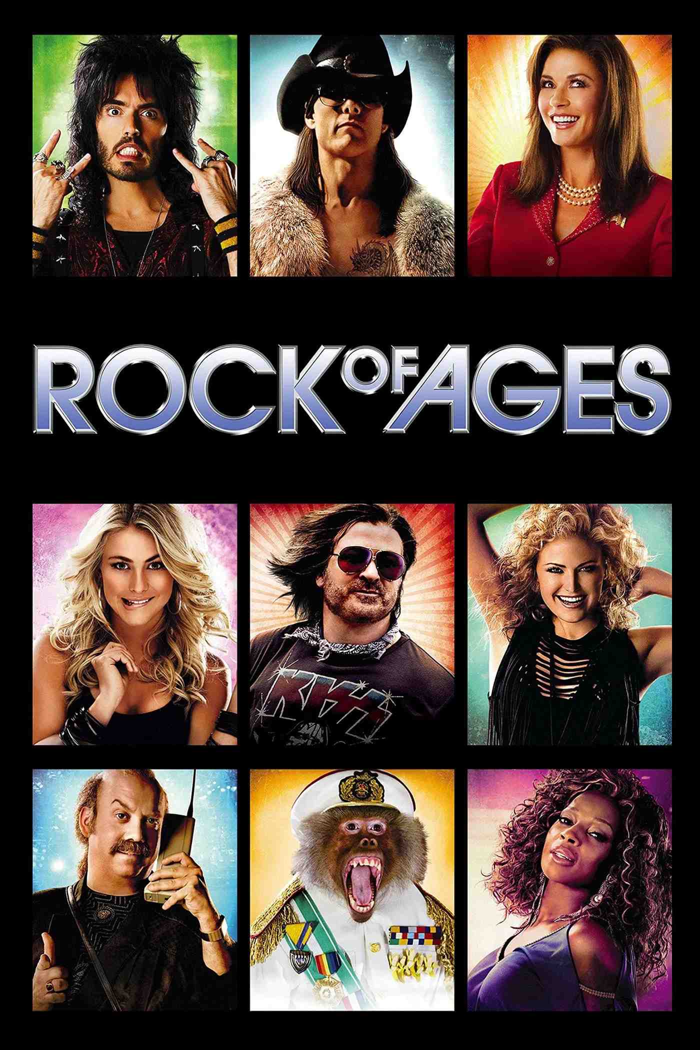 Poster chính thức của phim Phim Hài, Phim Tâm Lý "Kỷ Nguyên Rock" (Rock of Ages - 2012), với sự tham gia của diễn viên Julianne Hough và Diego Boneta.