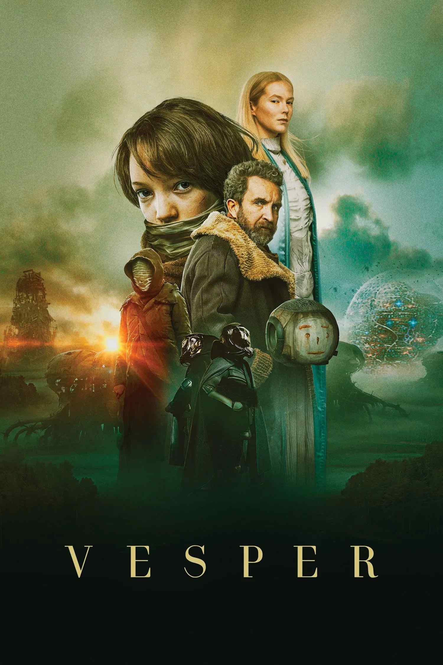 Poster chính thức của phim Phim Viễn Tưởng, Phim Tâm Lý "Kỷ Nguyên Sinh Tồn" (Vesper - 2022), với sự tham gia của diễn viên Raffiella Chapman và Eddie Marsan.