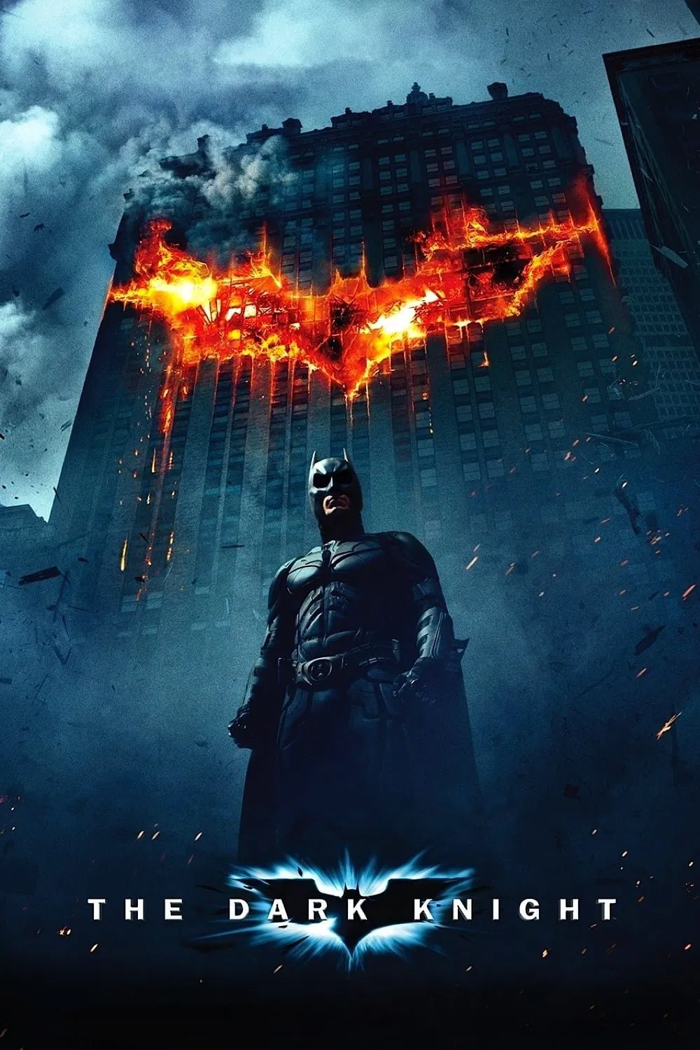 Poster chính thức của phim Phim Tâm Lý, Phim Hành Động "Kỵ Sĩ Bóng Đêm" (The Dark Knight - 2008), với sự tham gia của diễn viên Christian Bale và Heath Ledger.
